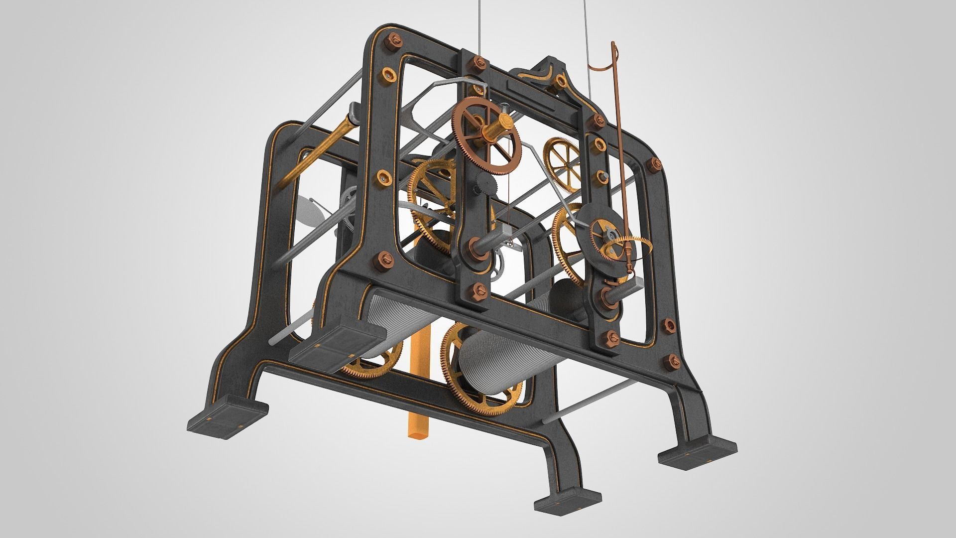 Tower Clock Mechanism 3D model_3