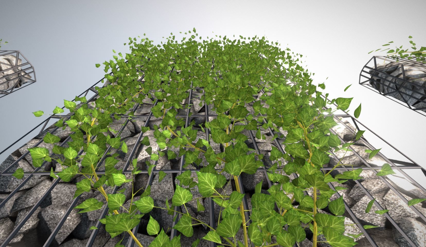 Ivy Vine on Gabion Wall - Version 1 Low-poly 3D model_3