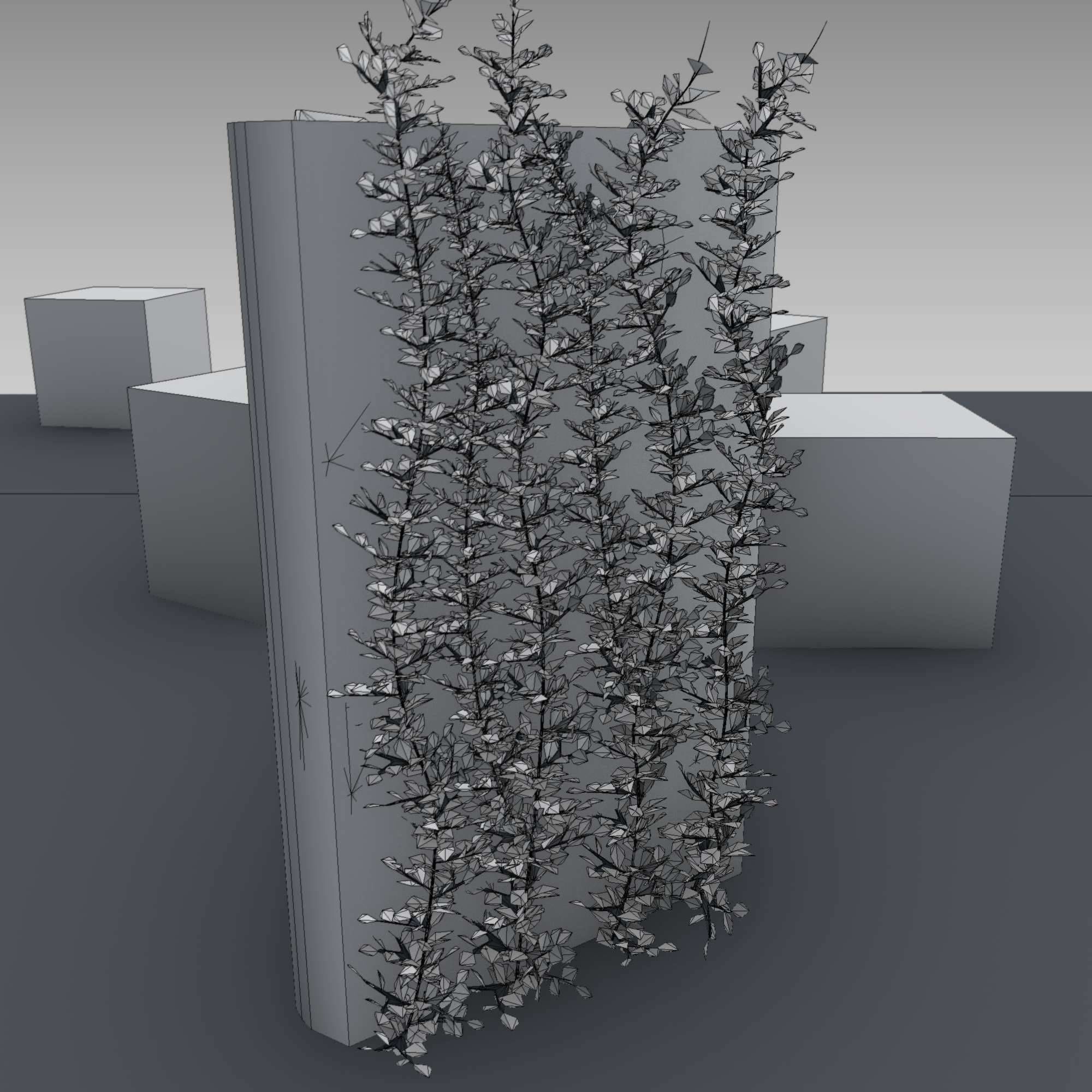 Ivy Vine on Gabion Wall - Version 1 Low-poly 3D model_7