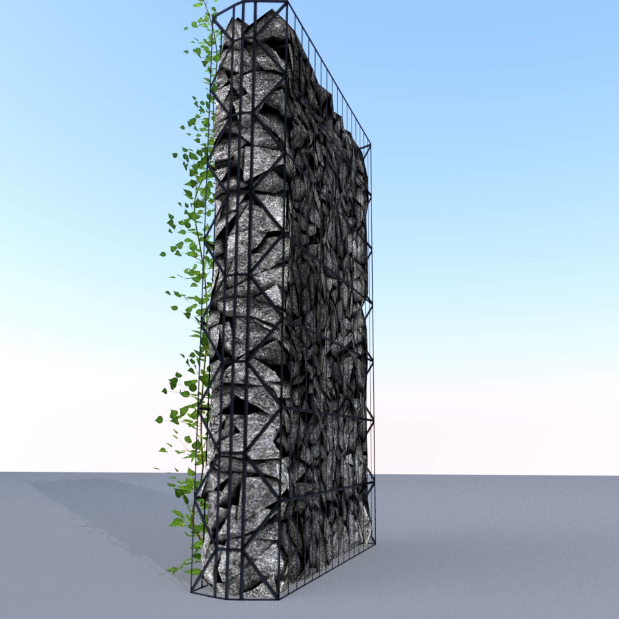 Ivy Vine on Gabion Wall - Version 1 Low-poly 3D model_23