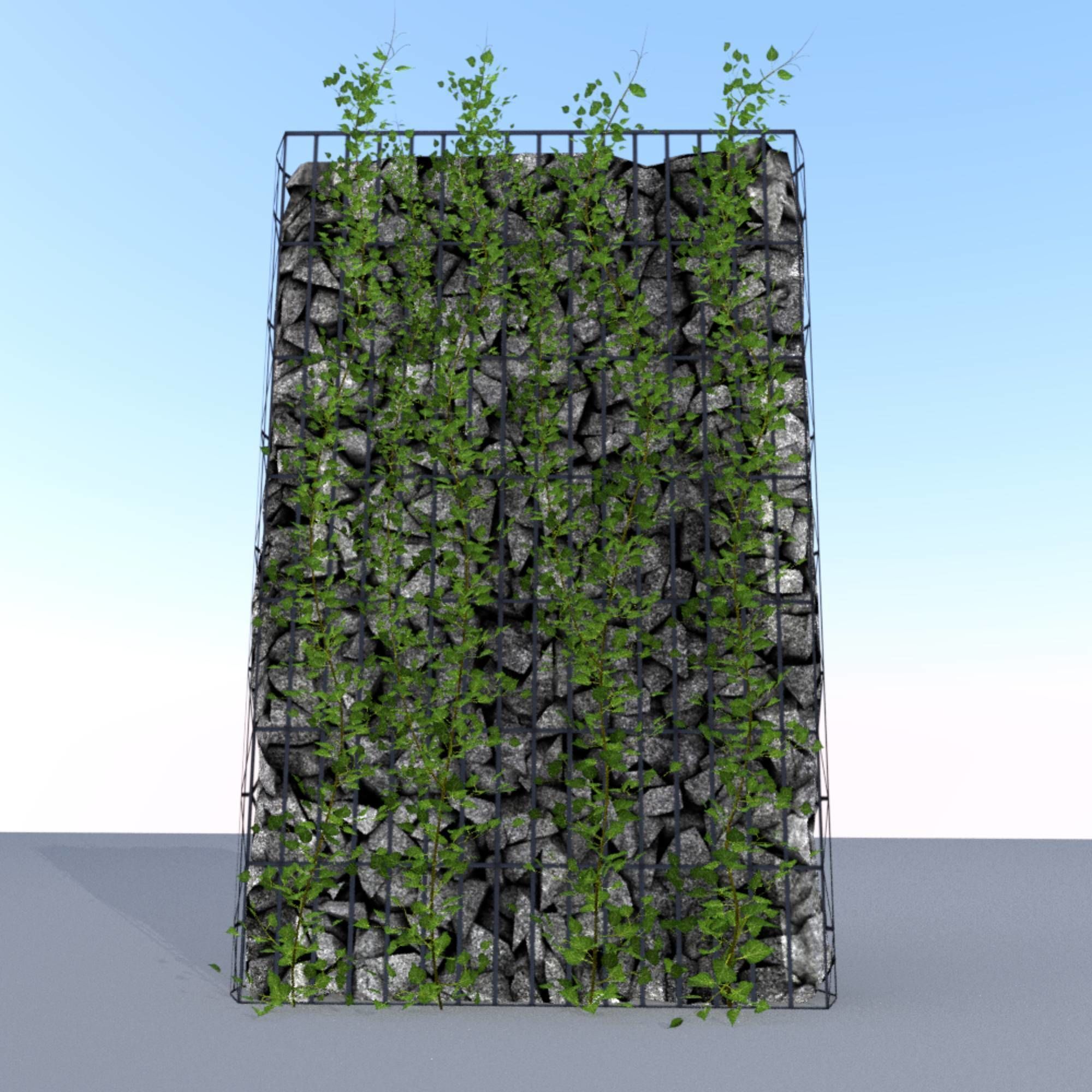 Ivy Vine on Gabion Wall - Version 1 Low-poly 3D model_4