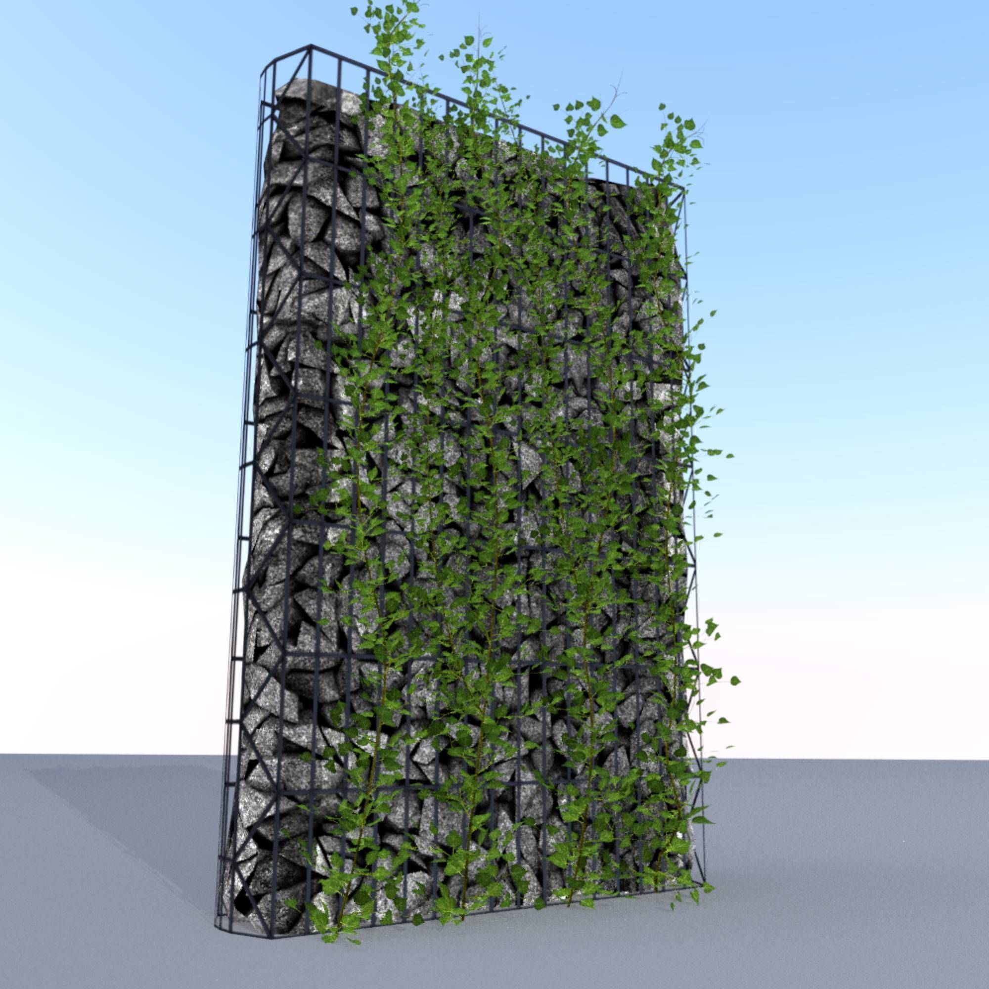 Ivy Vine on Gabion Wall - Version 1 Low-poly 3D model_9