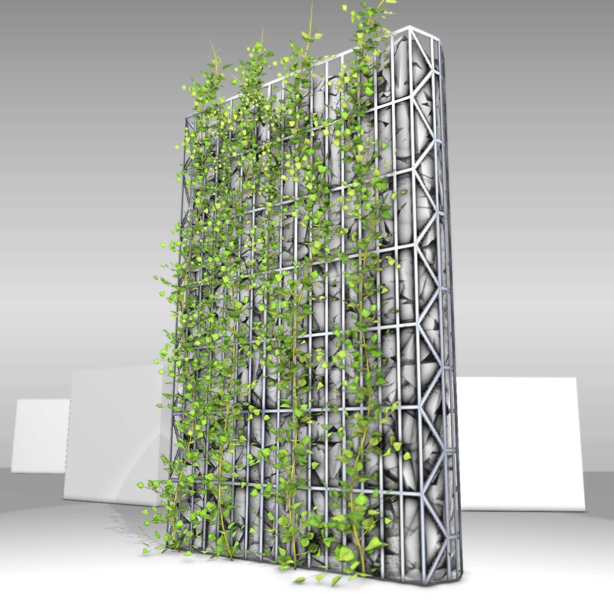 Ivy Vine on Gabion Wall - Version 1 Low-poly 3D model_32