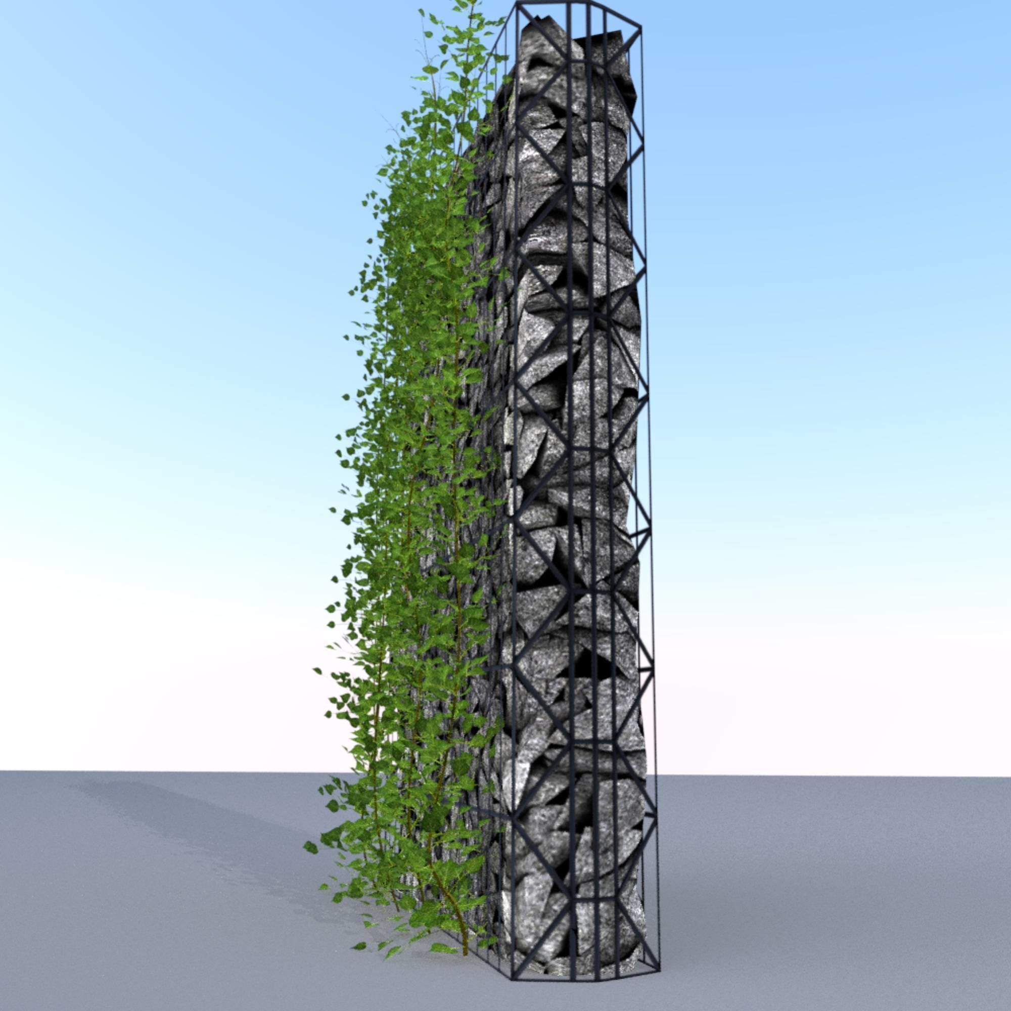Ivy Vine on Gabion Wall - Version 1 Low-poly 3D model_25