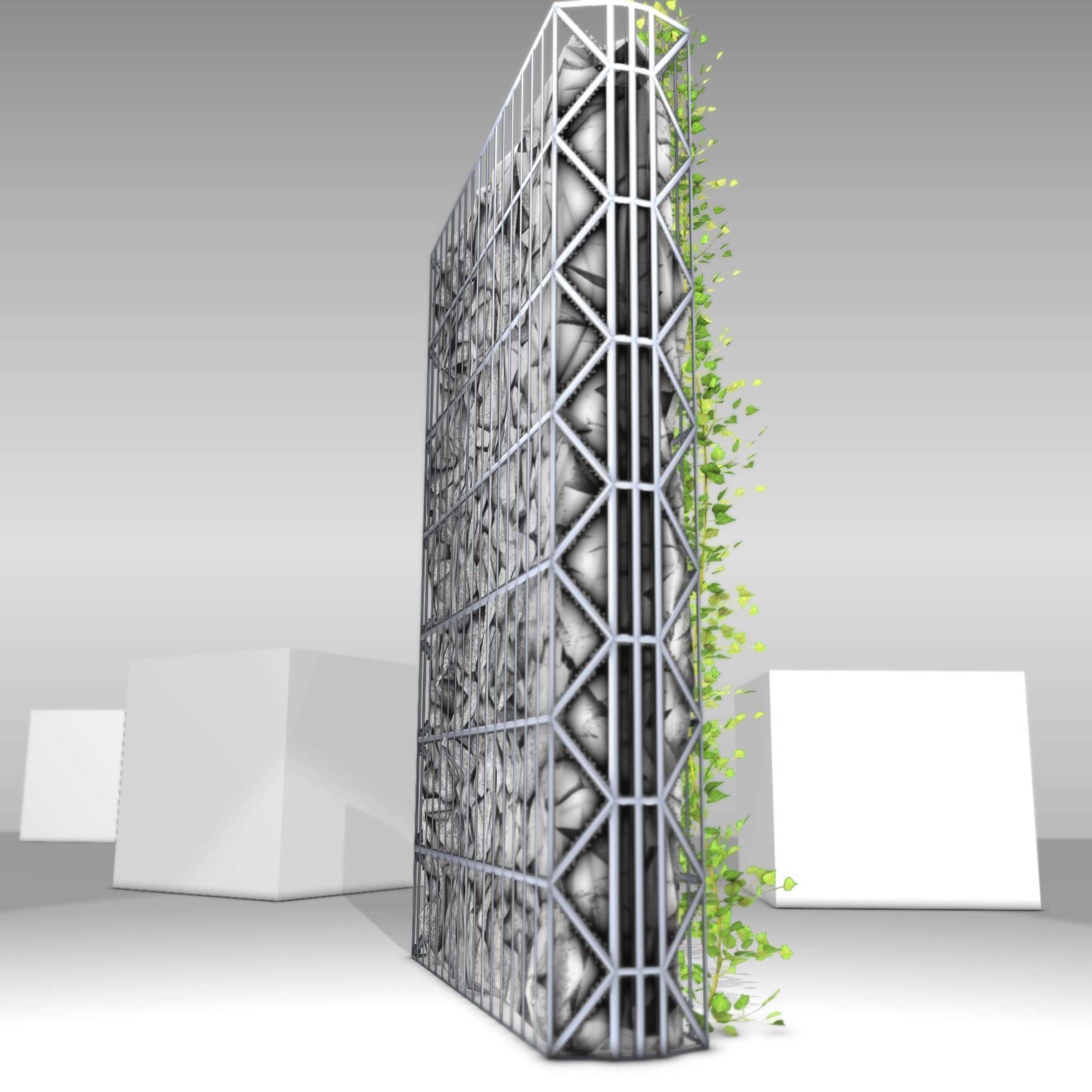 Ivy Vine on Gabion Wall - Version 1 Low-poly 3D model_18