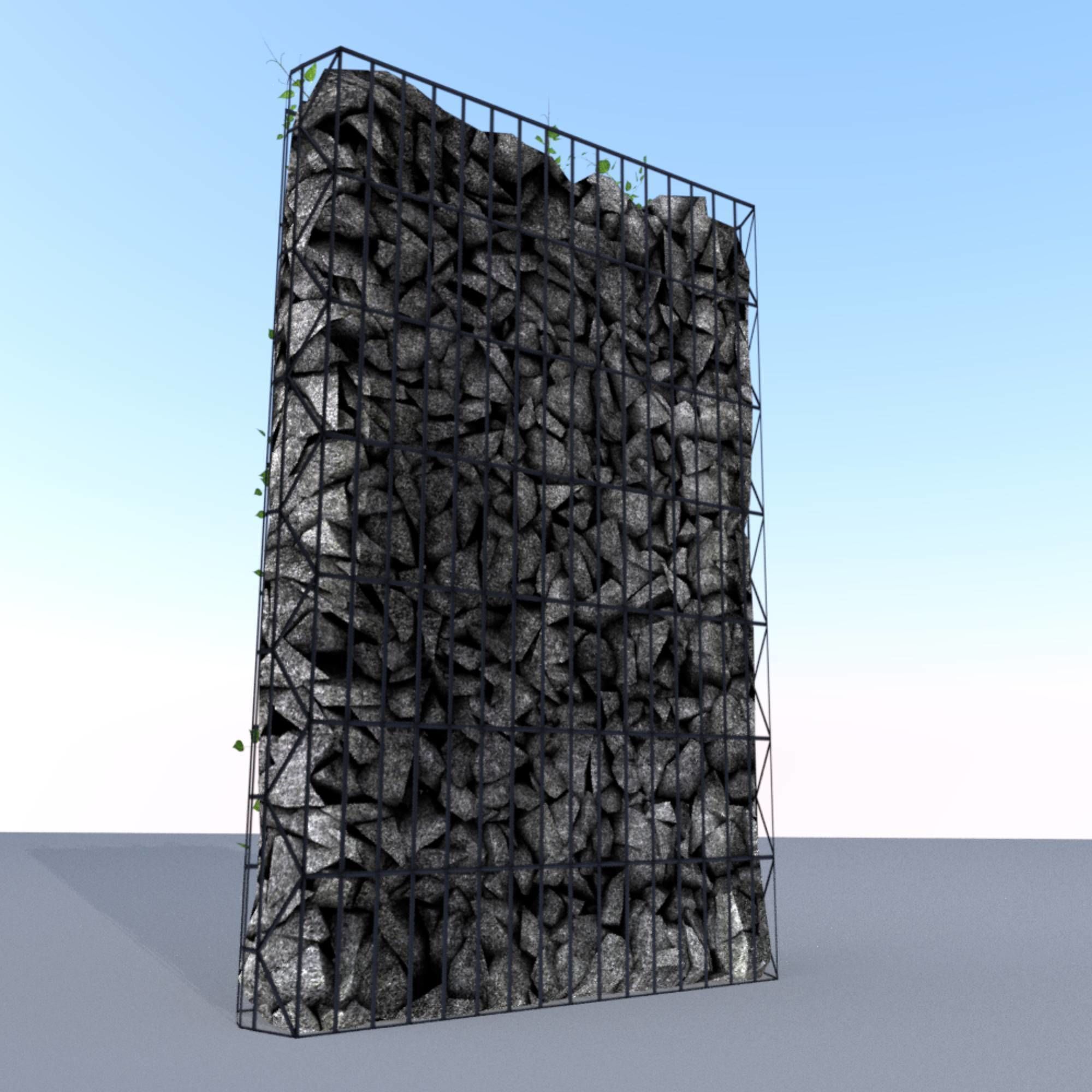 Ivy Vine on Gabion Wall - Version 1 Low-poly 3D model_14