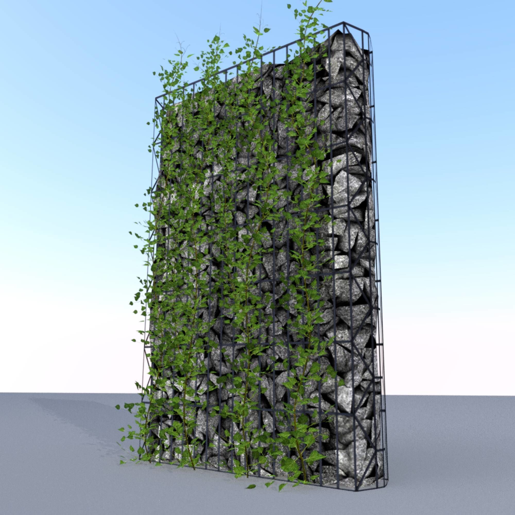 Ivy Vine on Gabion Wall - Version 1 Low-poly 3D model_30