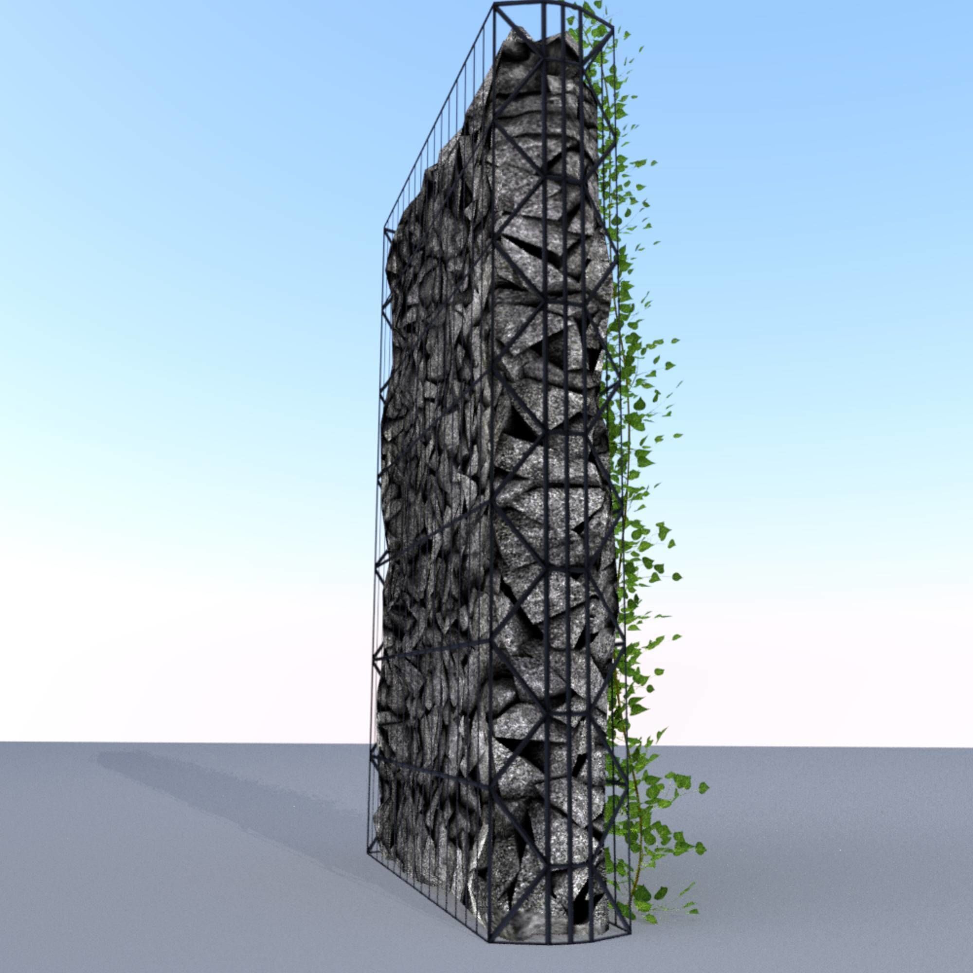Ivy Vine on Gabion Wall - Version 1 Low-poly 3D model_15