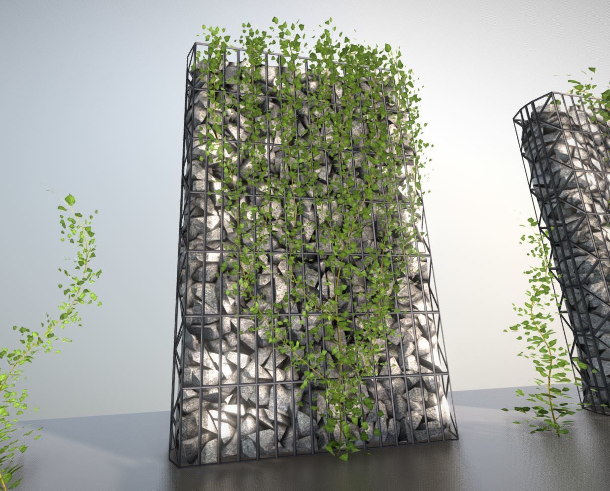 Ivy Vine on Gabion Wall - Version 1 Low-poly 3D model_2