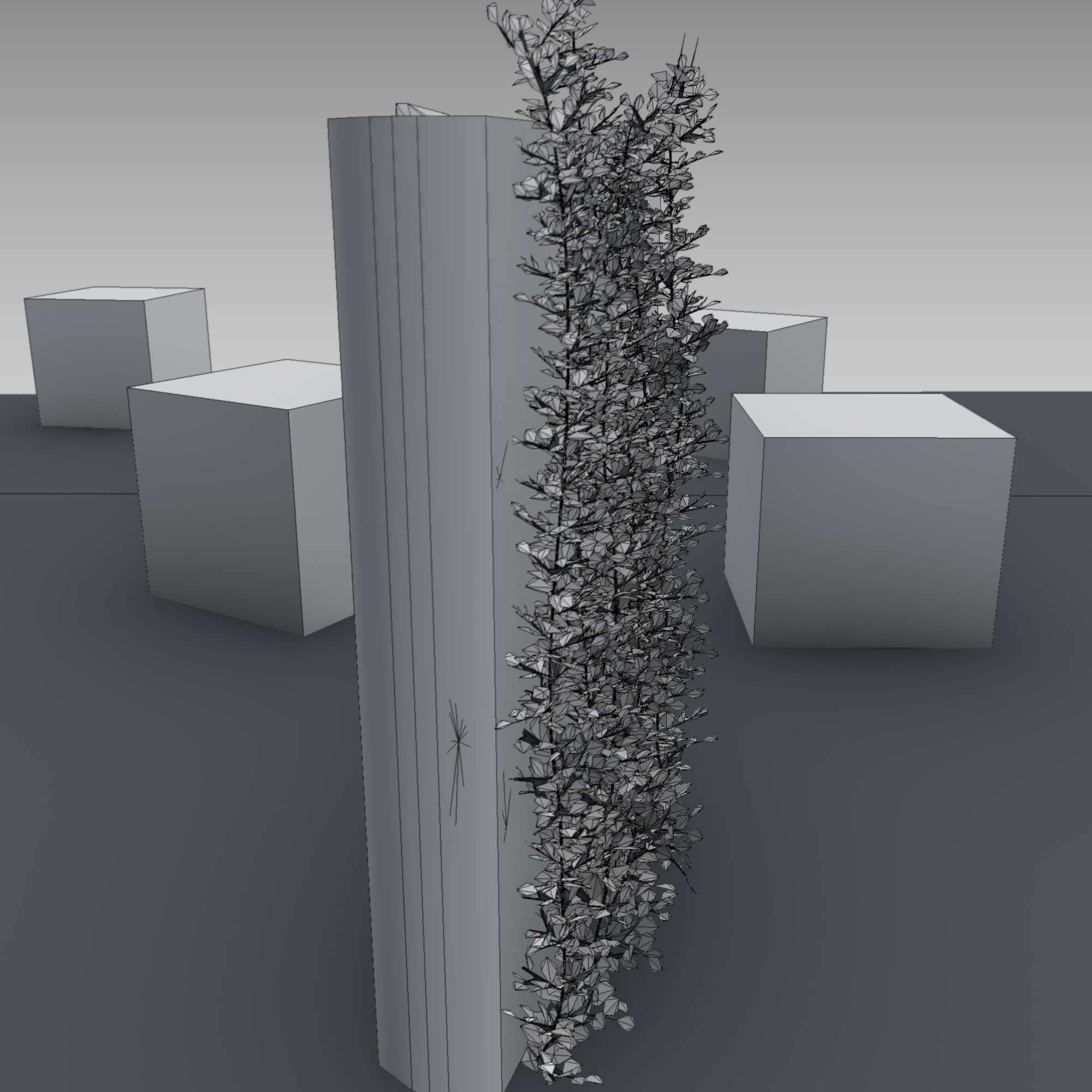 Ivy Vine on Gabion Wall - Version 1 Low-poly 3D model_12