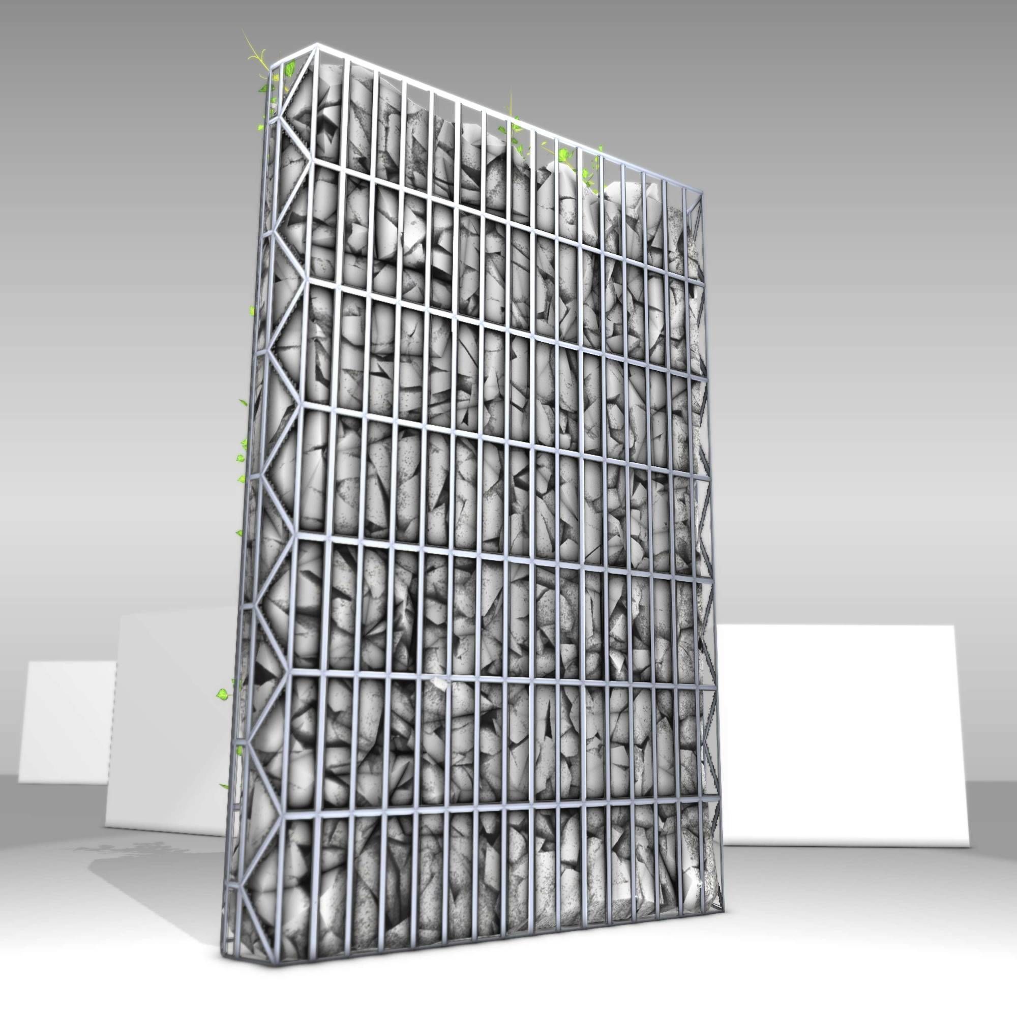 Ivy Vine on Gabion Wall - Version 1 Low-poly 3D model_16