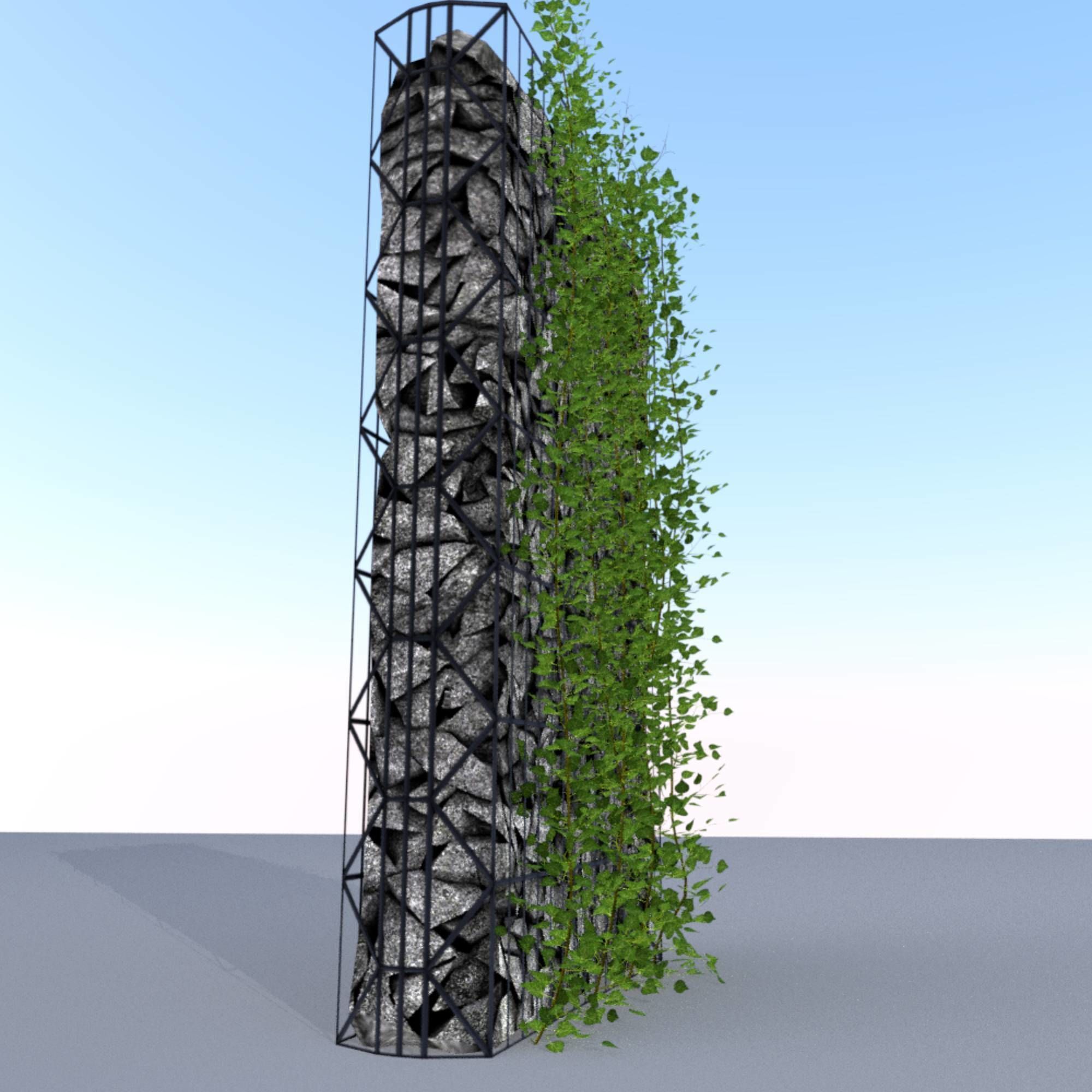 Ivy Vine on Gabion Wall - Version 1 Low-poly 3D model_6