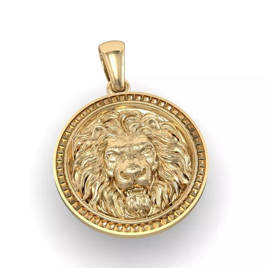 pendant with angry lion  3D print model_0
