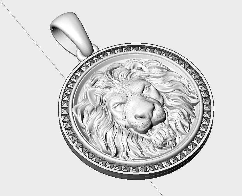 pendant with angry lion  3D print model_10