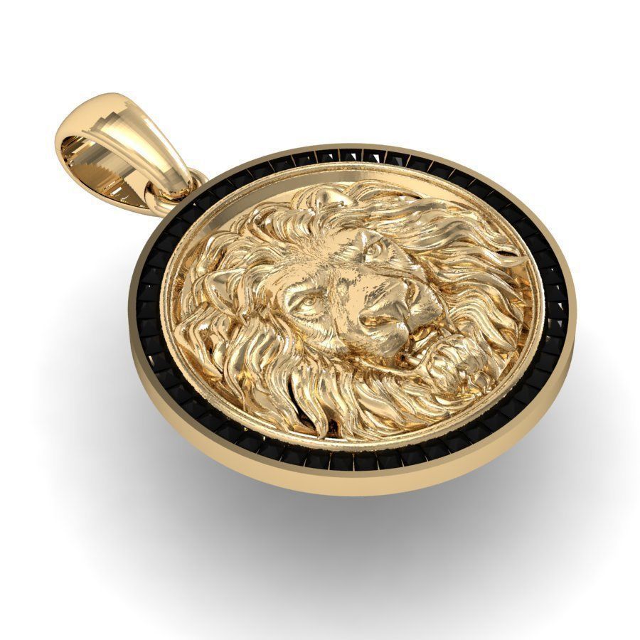 pendant with angry lion  3D print model_5