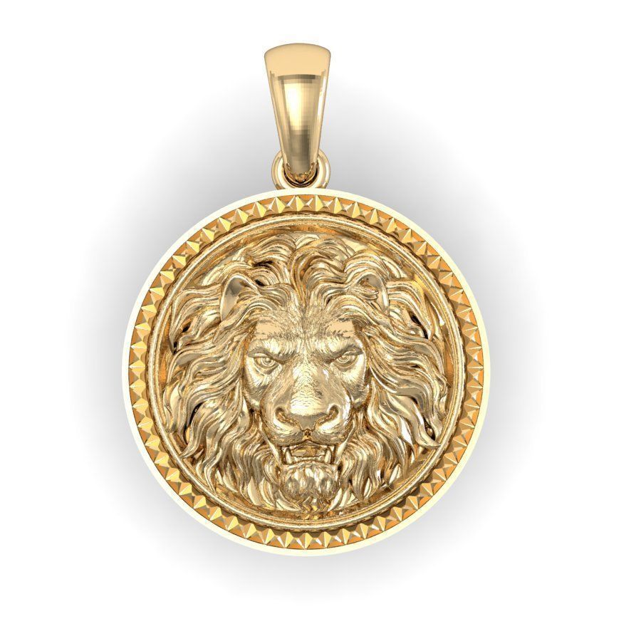 pendant with angry lion  3D print model_8