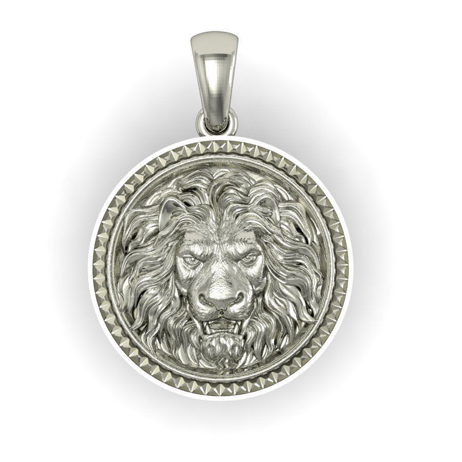 pendant with angry lion  3D print model_6