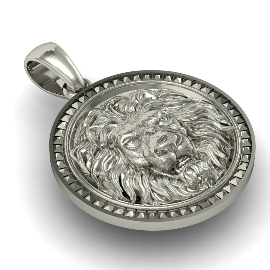 pendant with angry lion  3D print model_1