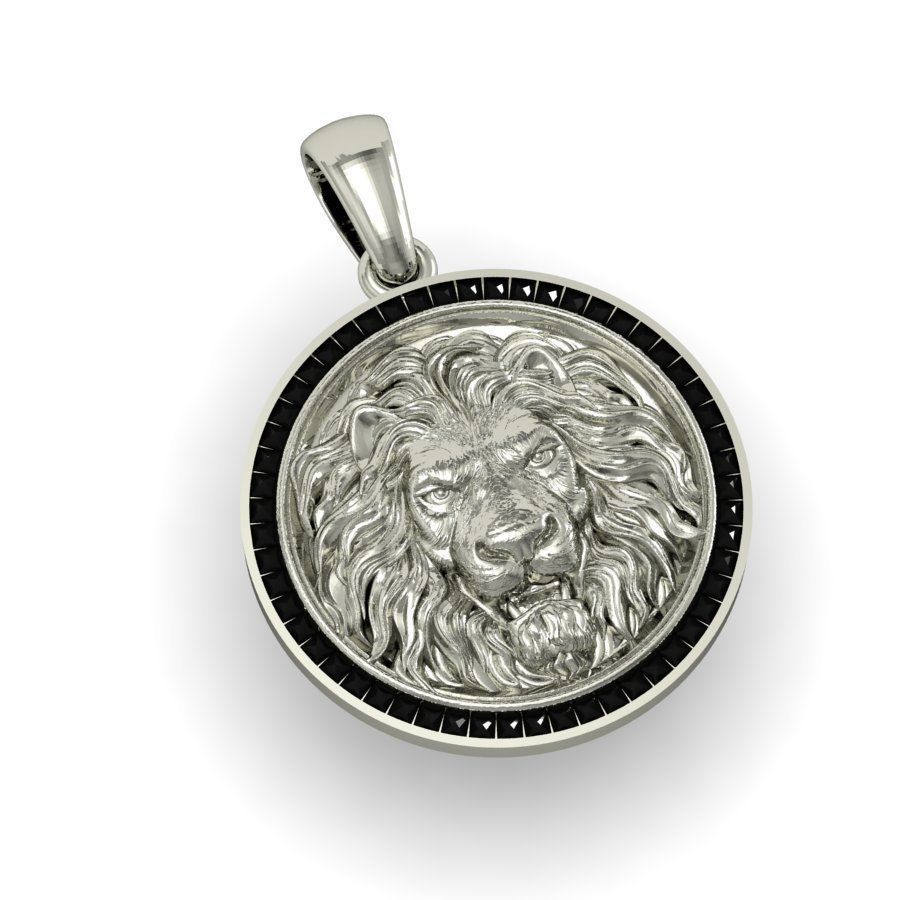 pendant with angry lion  3D print model_7
