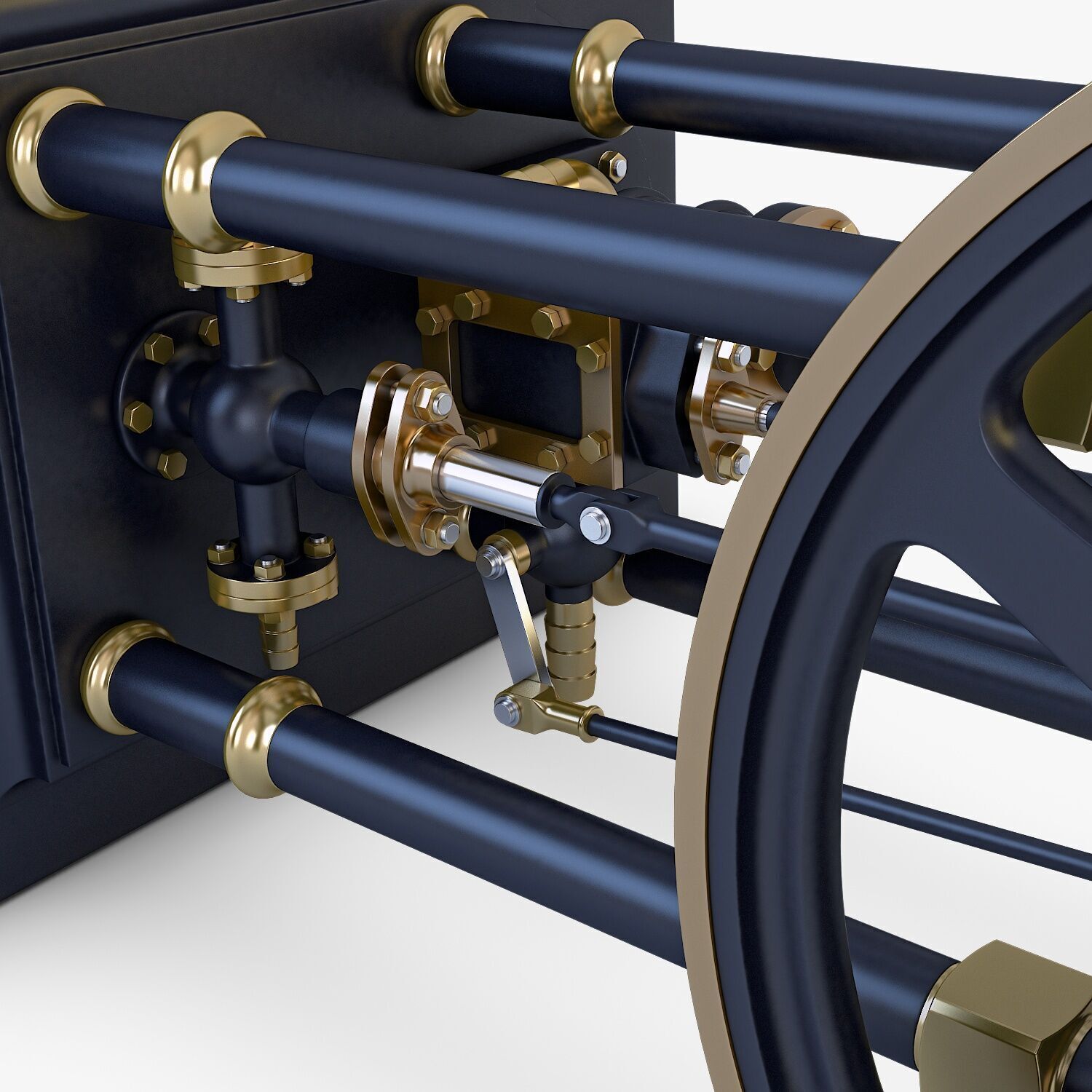 Classic Beam Steam Engine with Flywheel M1 3D model_27