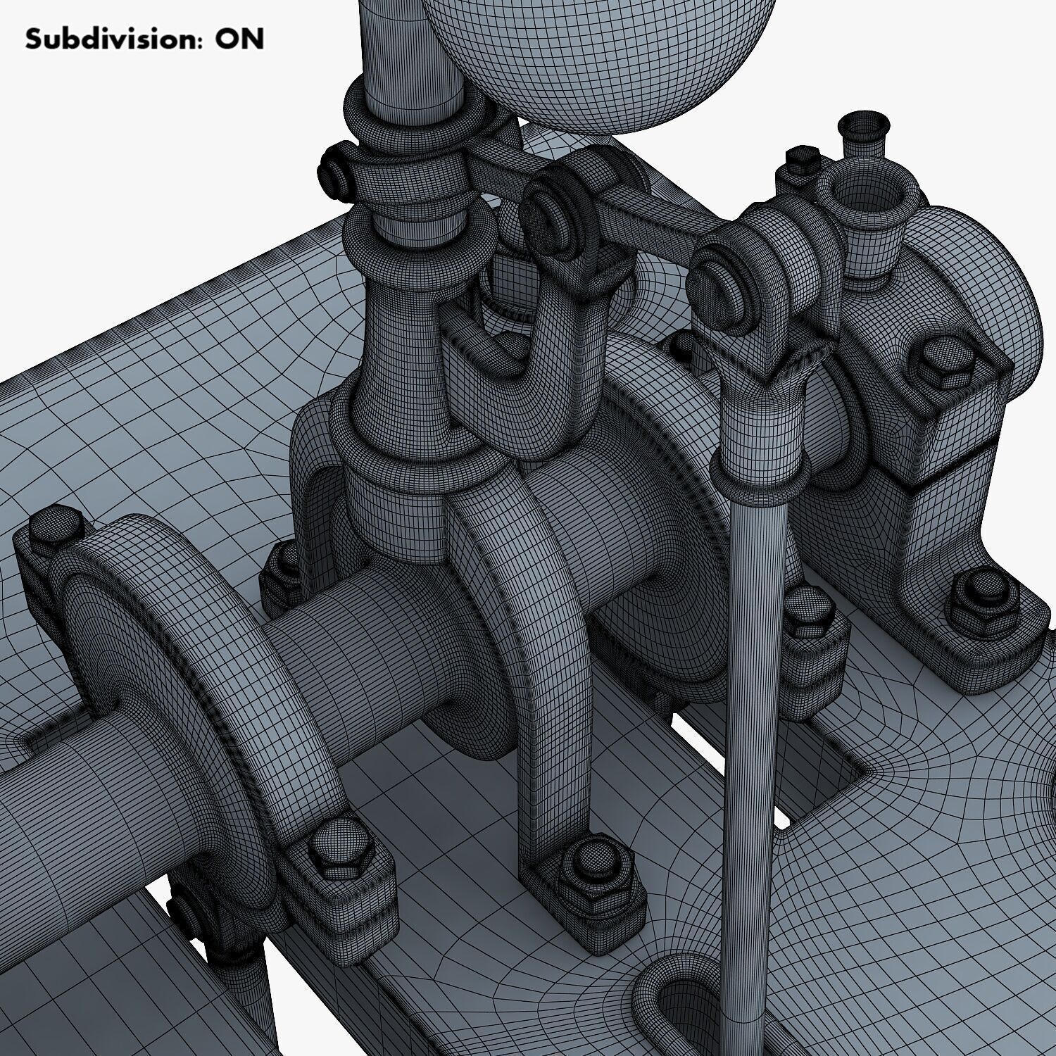 Classic Beam Steam Engine with Flywheel M1 3D model_42