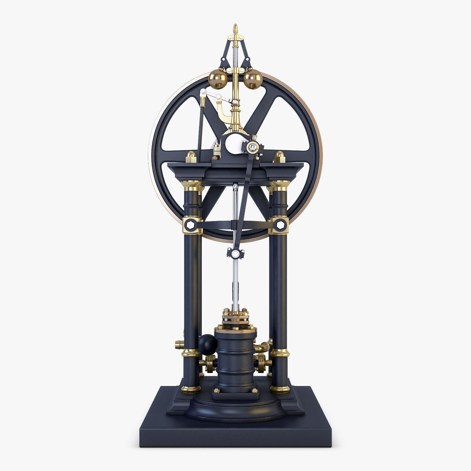 Classic Beam Steam Engine with Flywheel M1 3D model_8