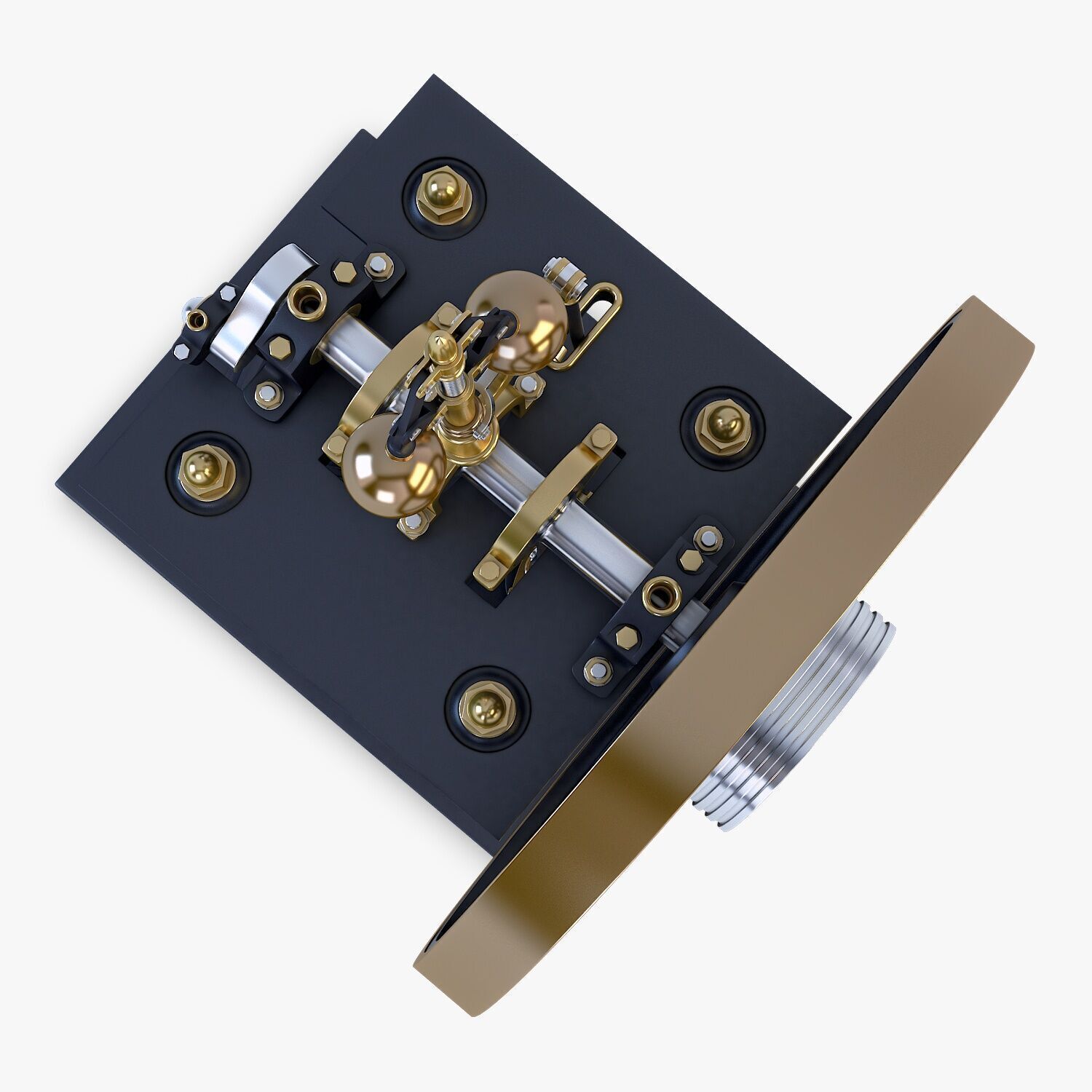 Classic Beam Steam Engine with Flywheel M1 3D model_10