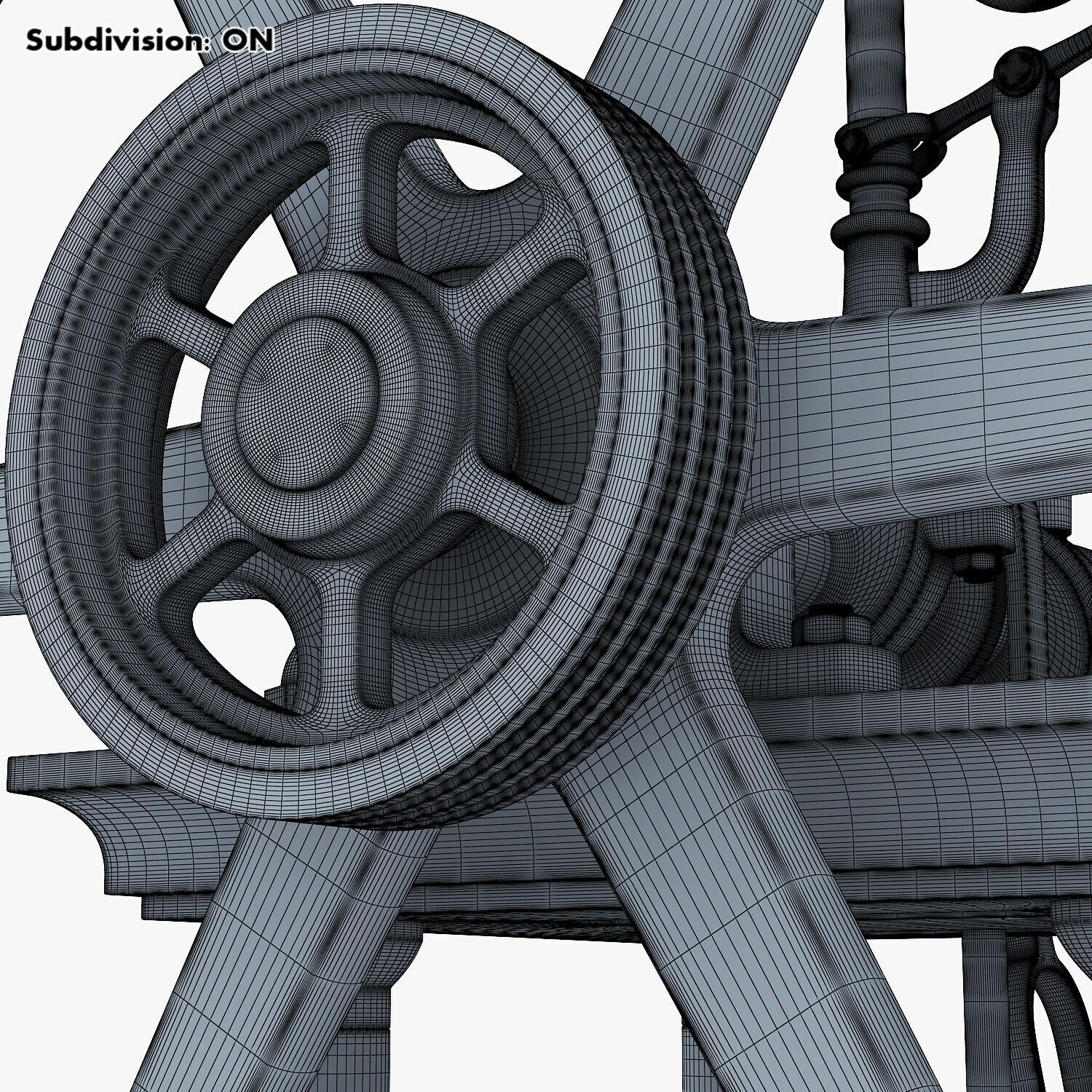 Classic Beam Steam Engine with Flywheel M1 3D model_38