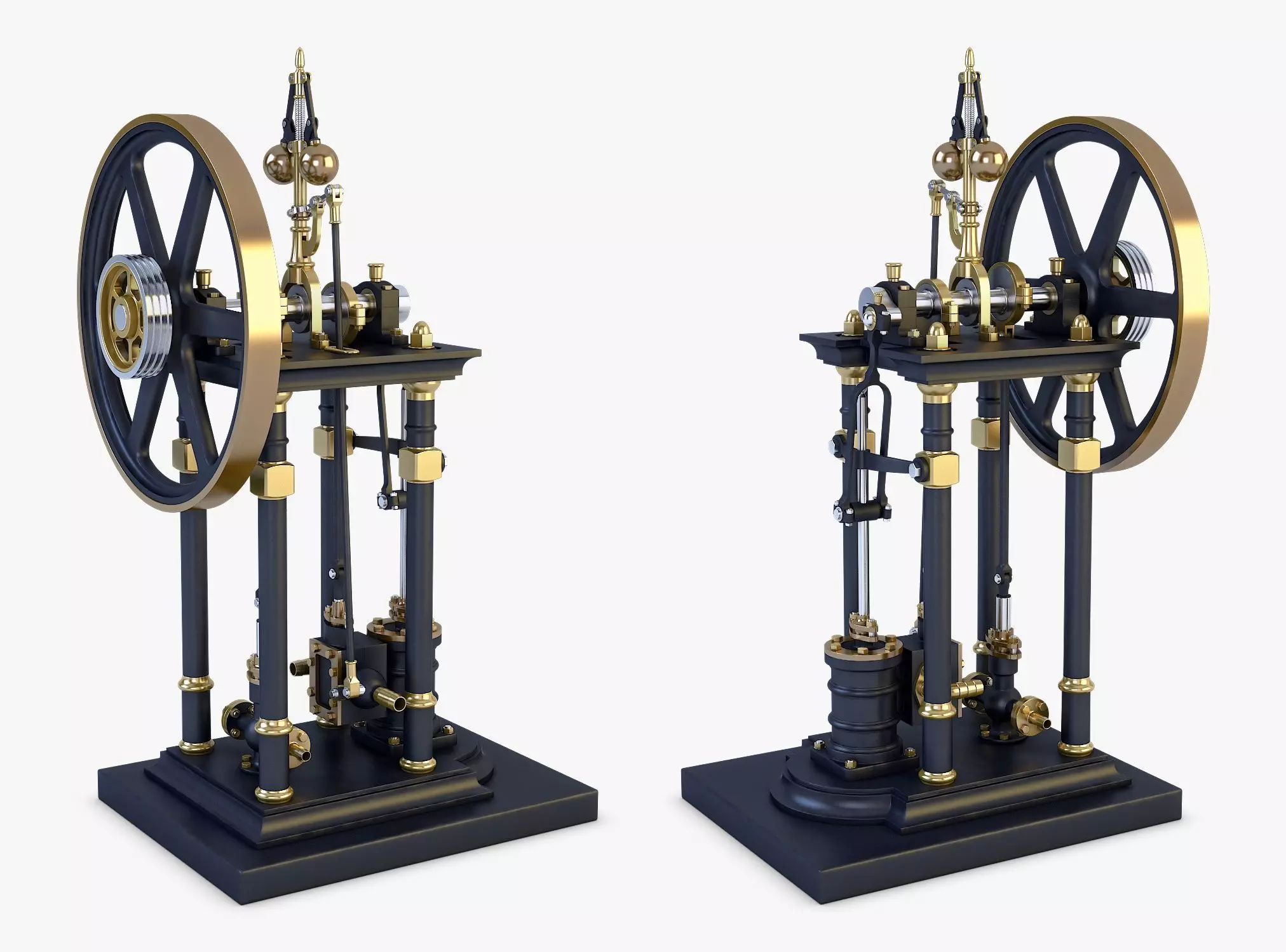 Classic Beam Steam Engine with Flywheel M1 3D model_0
