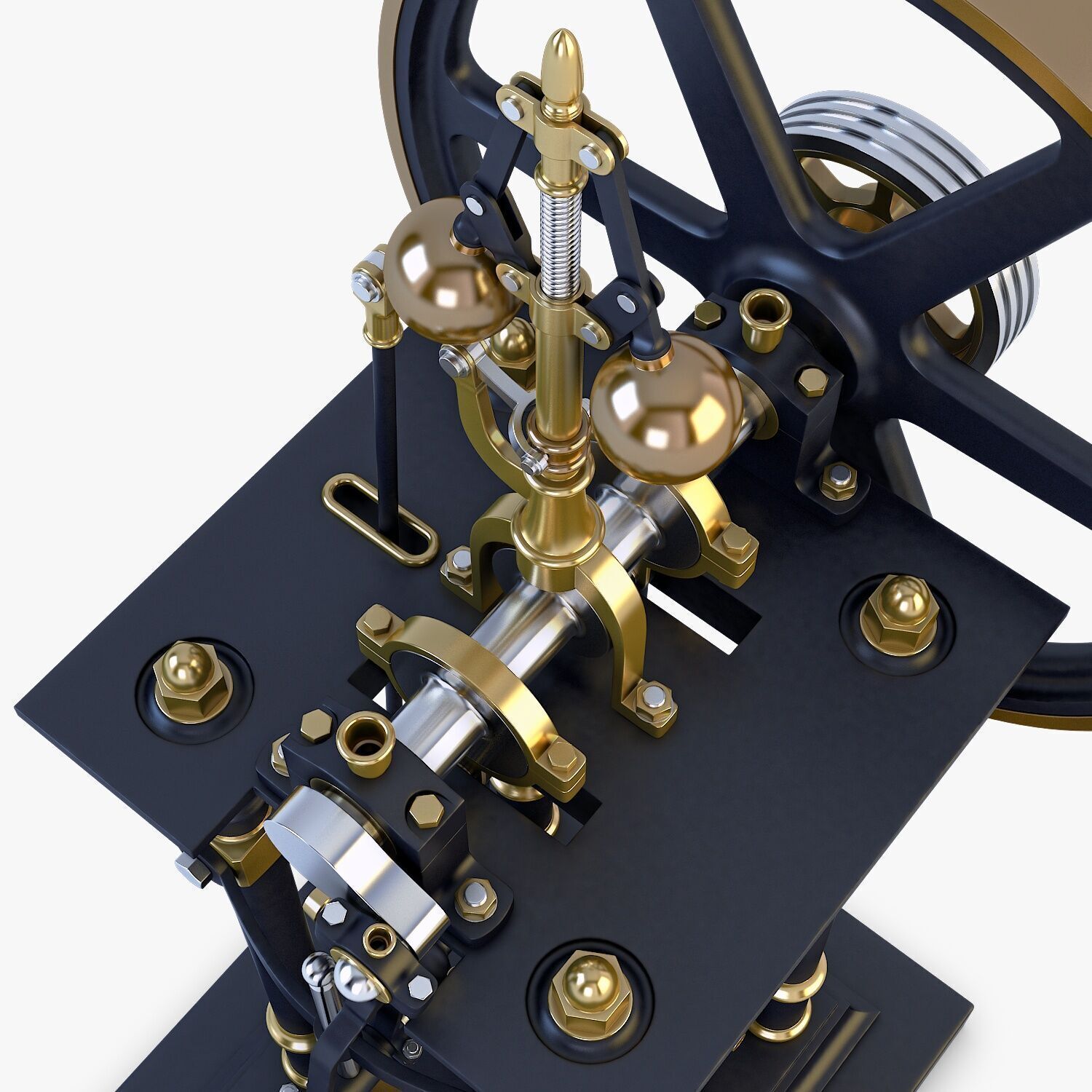 Classic Beam Steam Engine with Flywheel M1 3D model_14