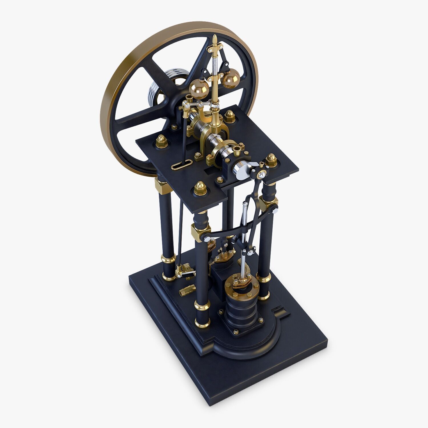 Classic Beam Steam Engine with Flywheel M1 3D model_4