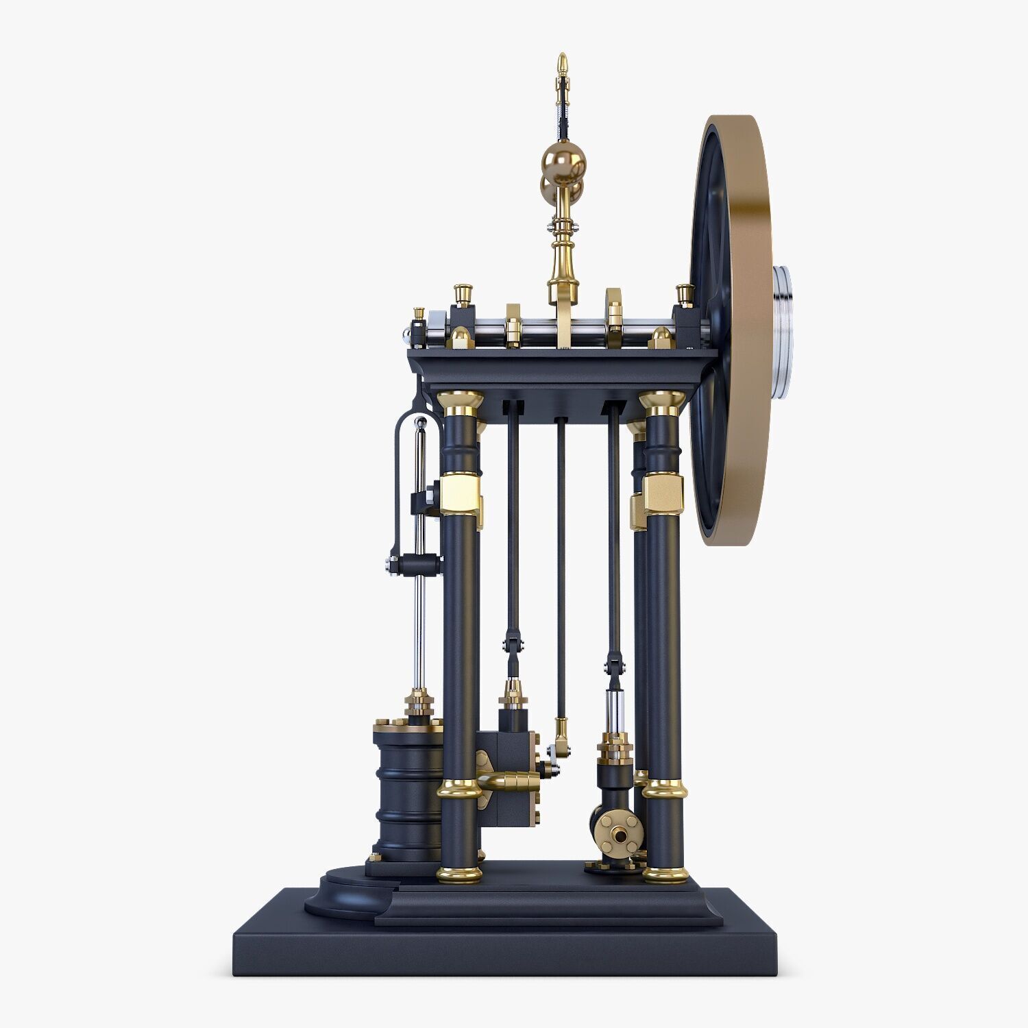 Classic Beam Steam Engine with Flywheel M1 3D model_6