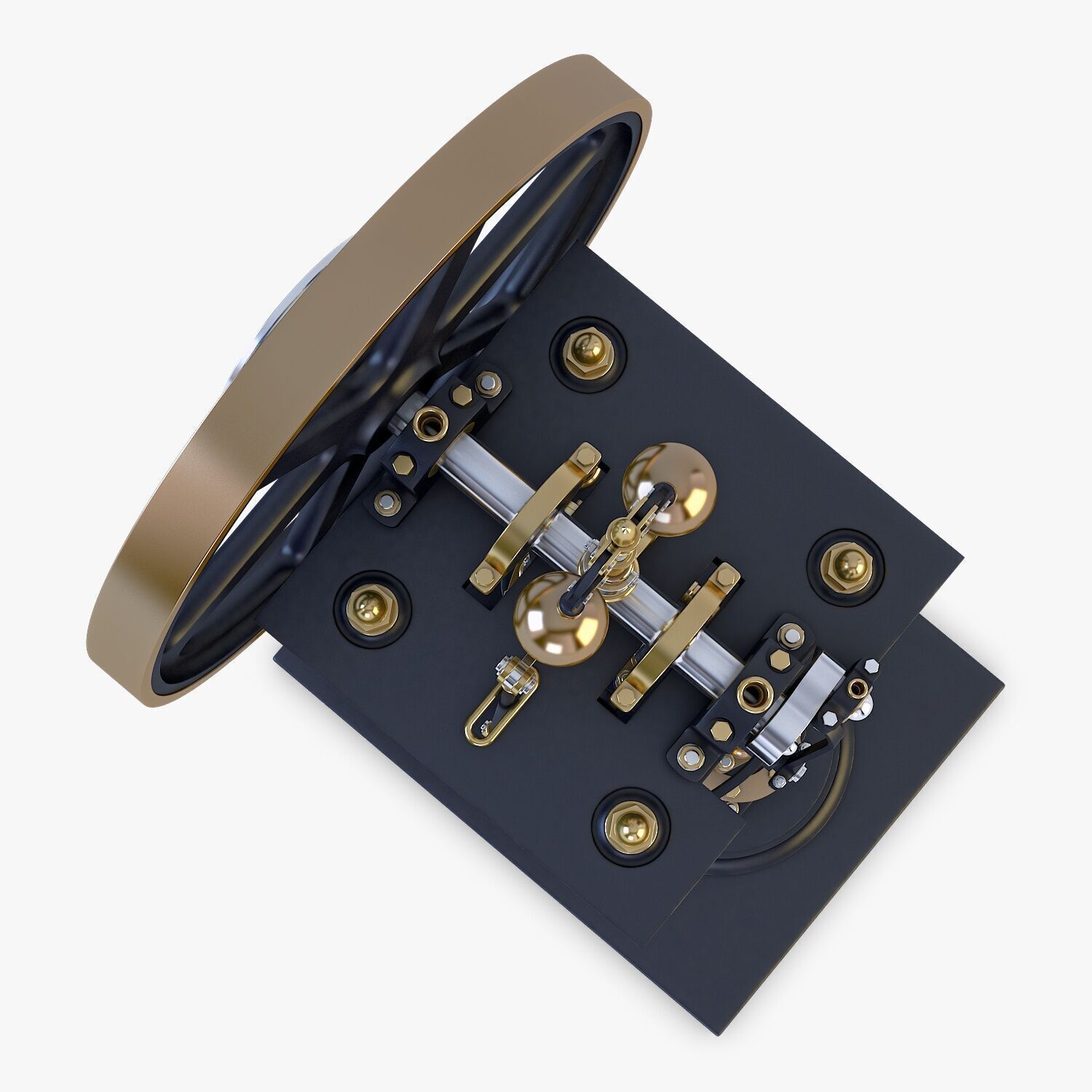 Classic Beam Steam Engine with Flywheel M1 3D model_9