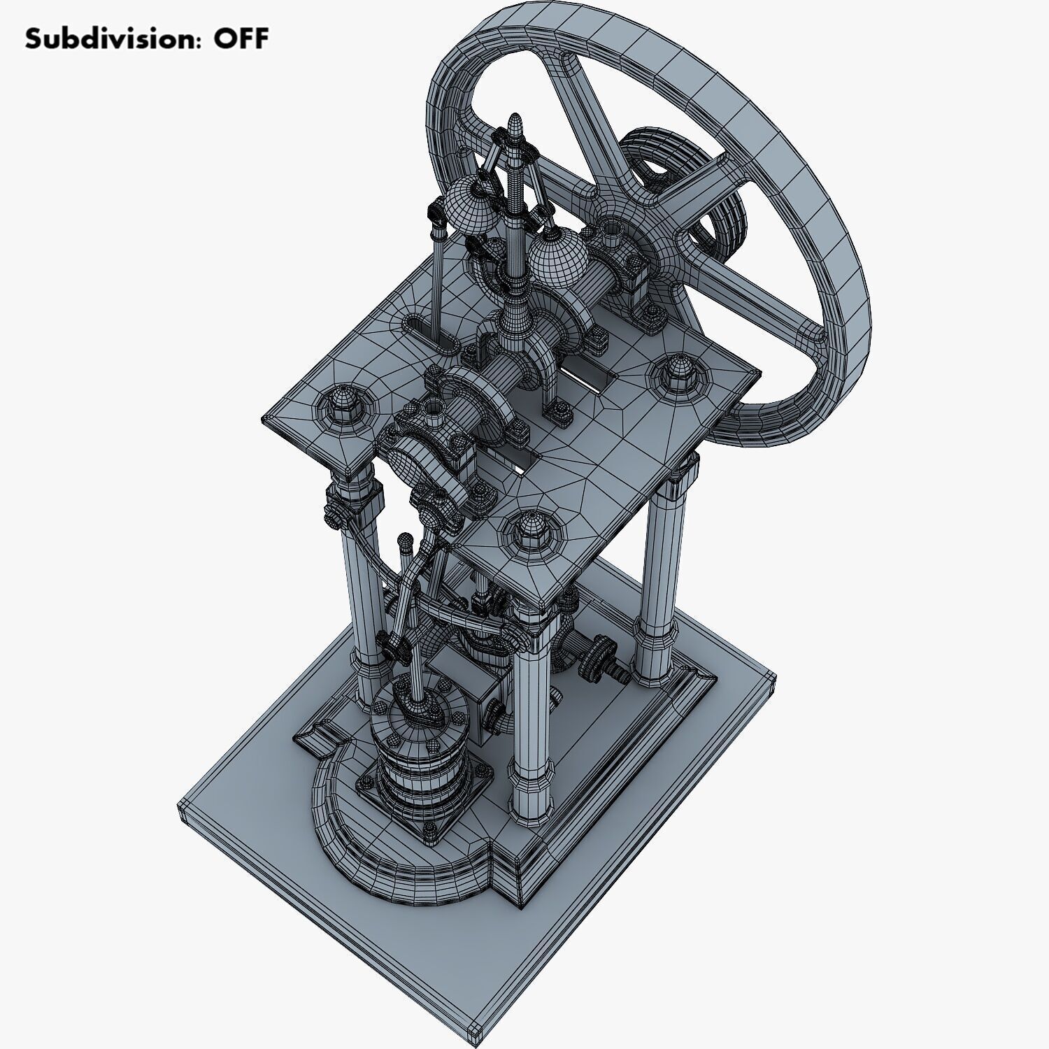 Classic Beam Steam Engine with Flywheel M1 3D model_35