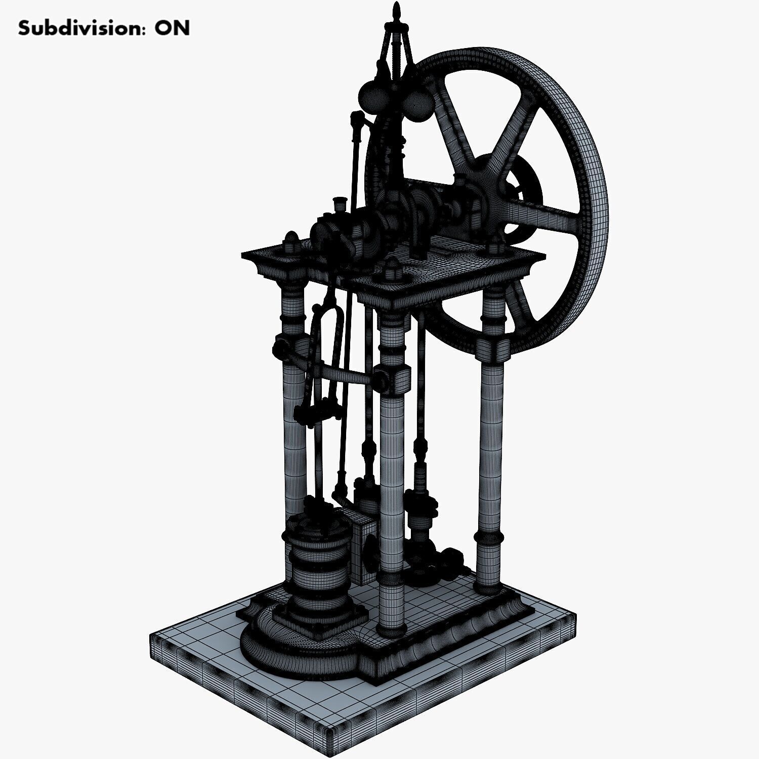 Classic Beam Steam Engine with Flywheel M1 3D model_30