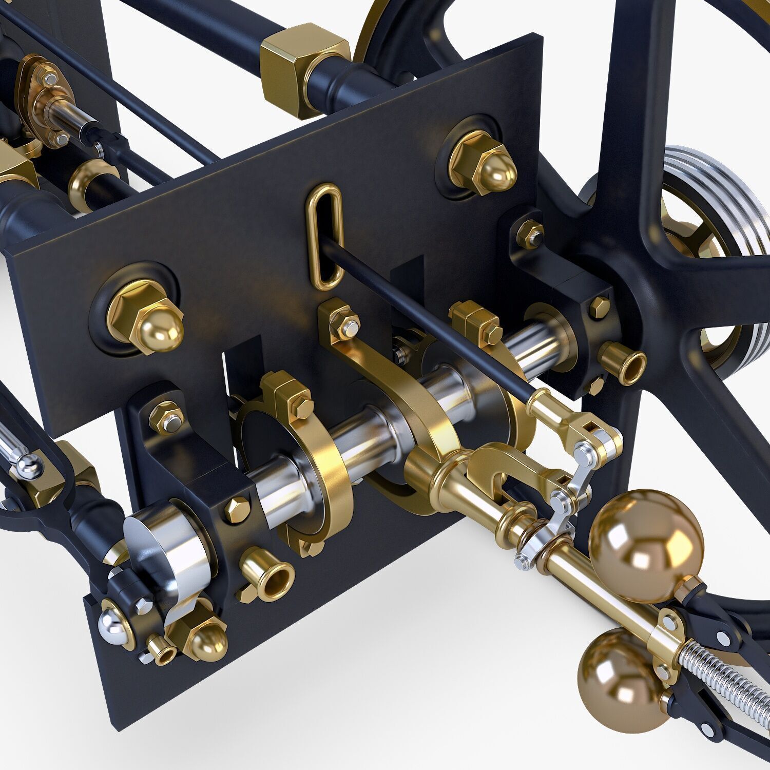Classic Beam Steam Engine with Flywheel M1 3D model_25