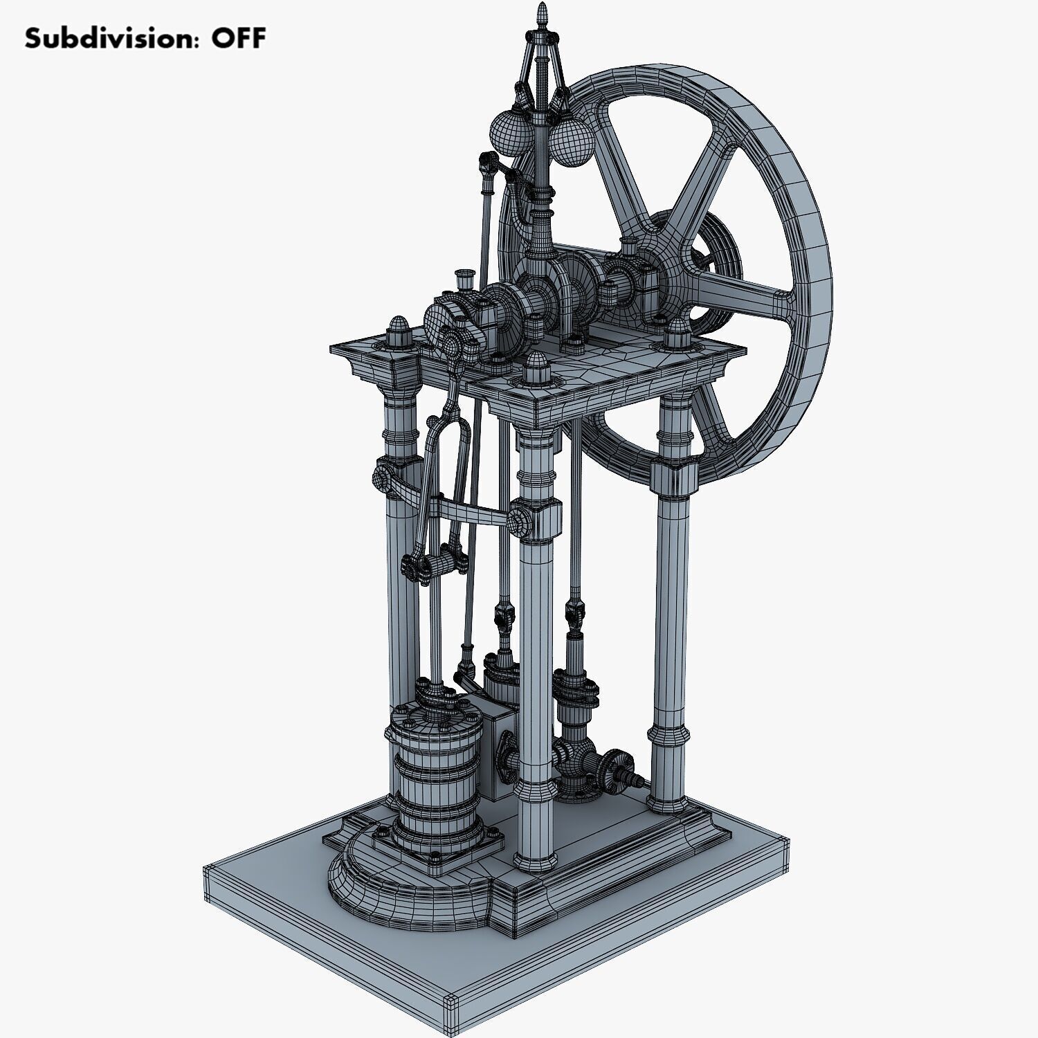 Classic Beam Steam Engine with Flywheel M1 3D model_31
