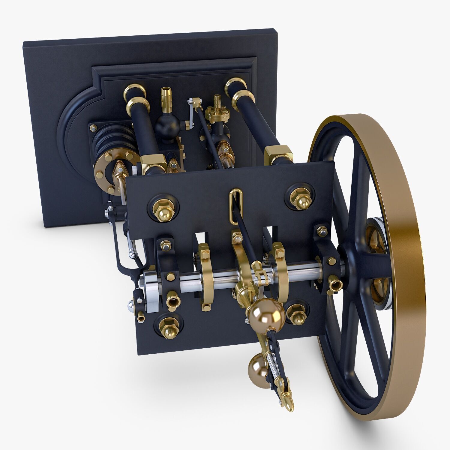 Classic Beam Steam Engine with Flywheel M1 3D model_24