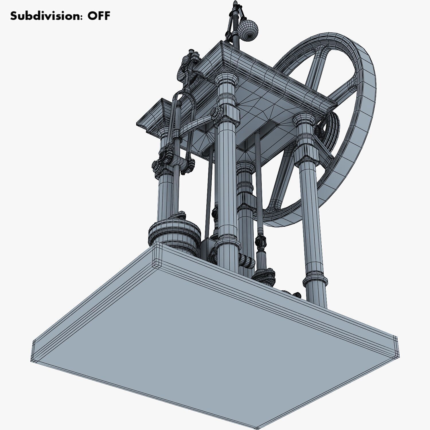 Classic Beam Steam Engine with Flywheel M1 3D model_37