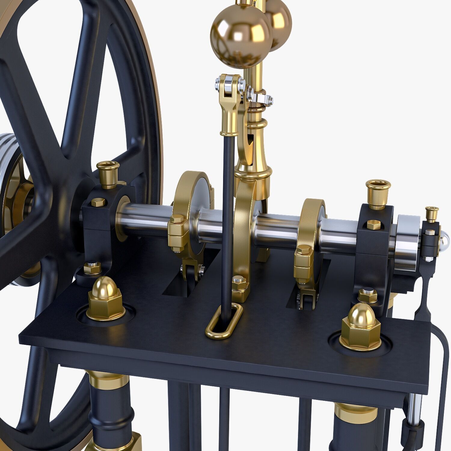 Classic Beam Steam Engine with Flywheel M1 3D model_16