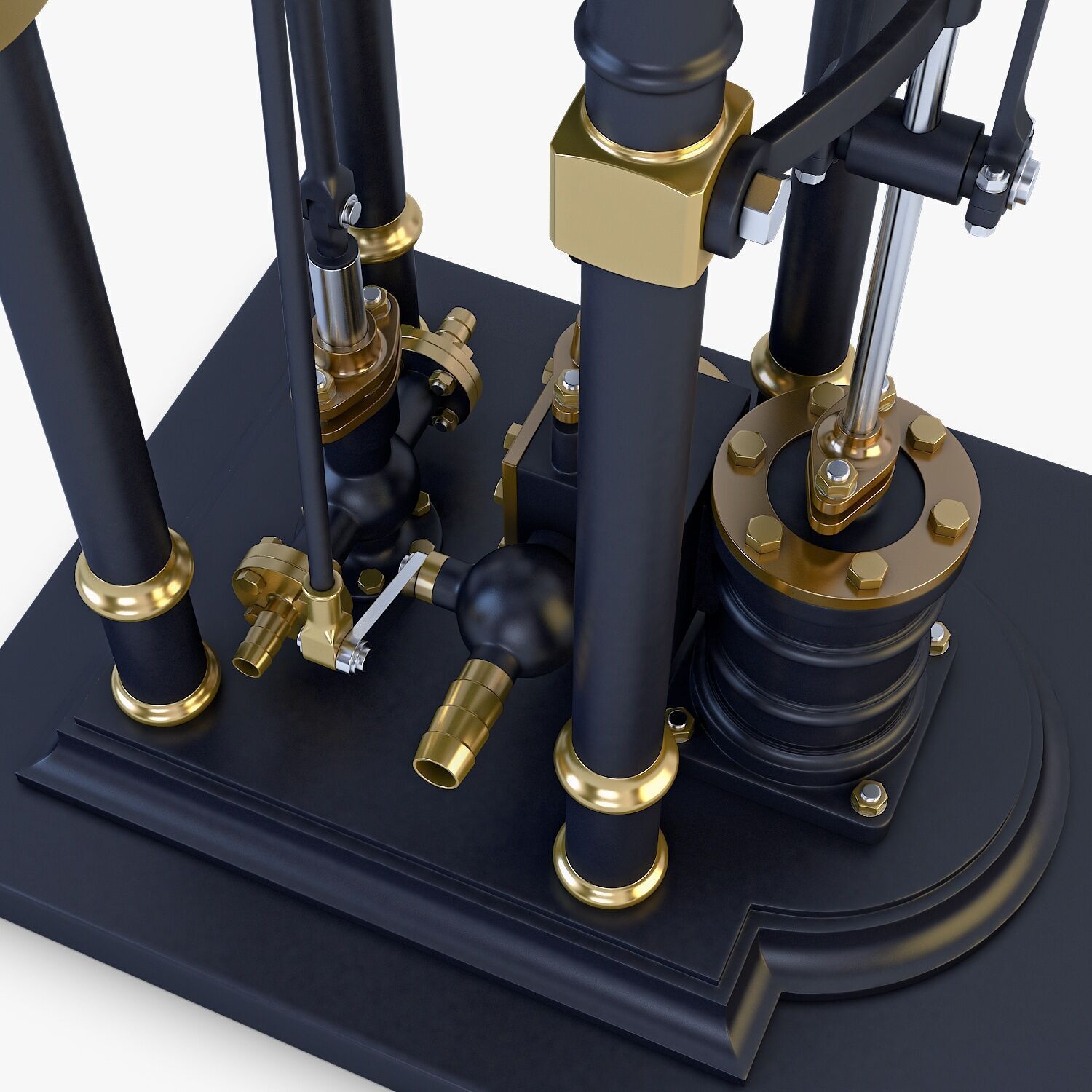 Classic Beam Steam Engine with Flywheel M1 3D model_13