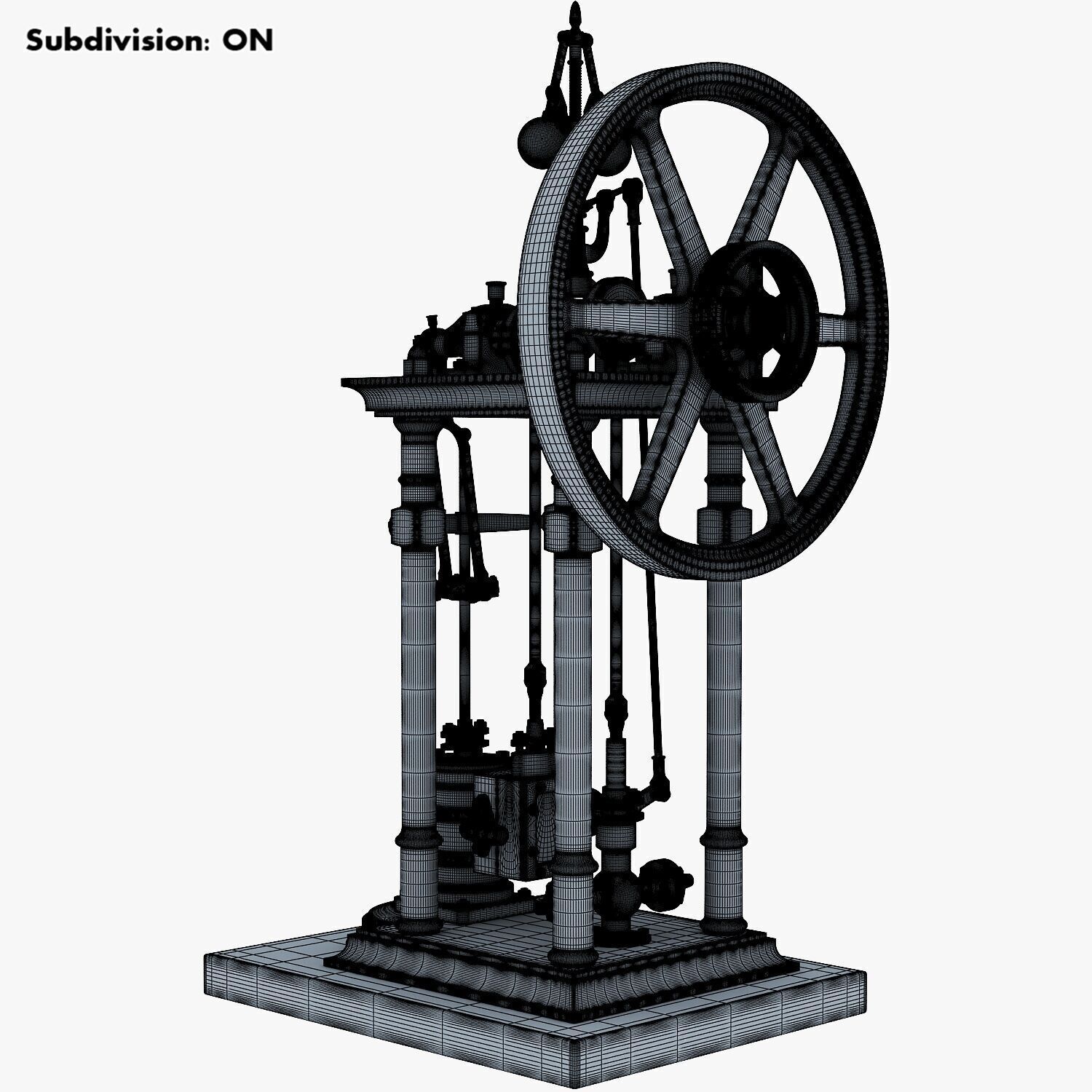 Classic Beam Steam Engine with Flywheel M1 3D model_32