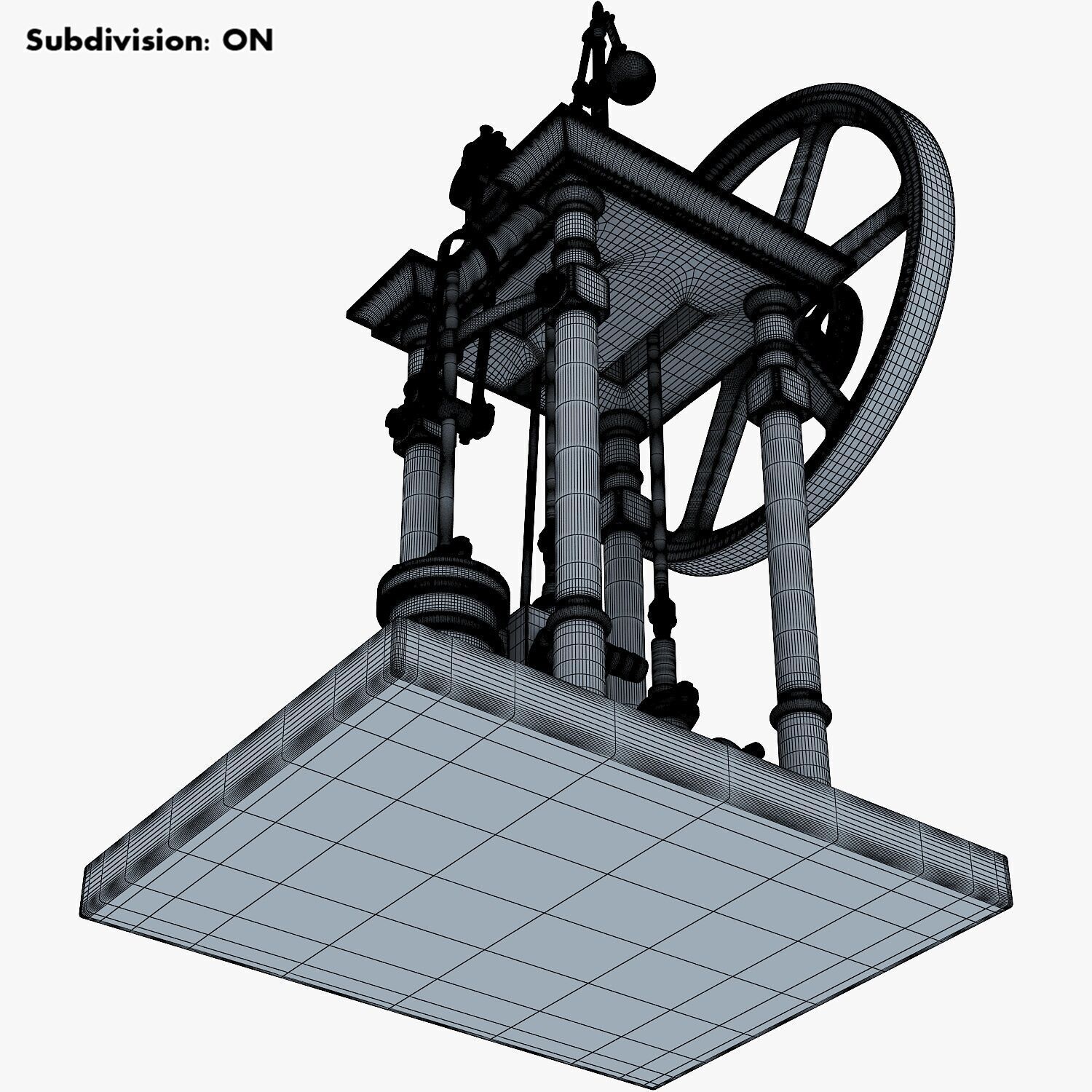 Classic Beam Steam Engine with Flywheel M1 3D model_36