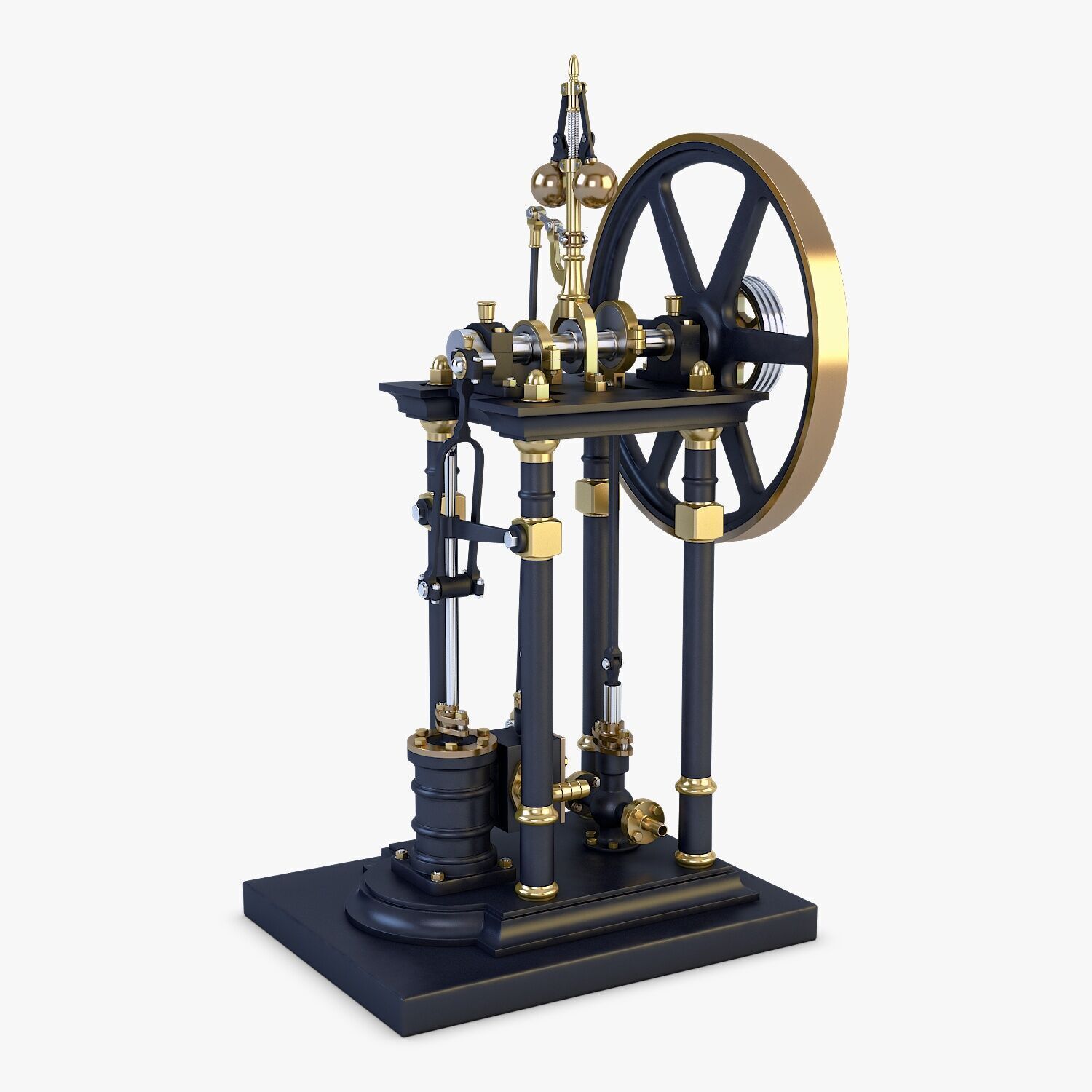 Classic Beam Steam Engine with Flywheel M1 3D model_2