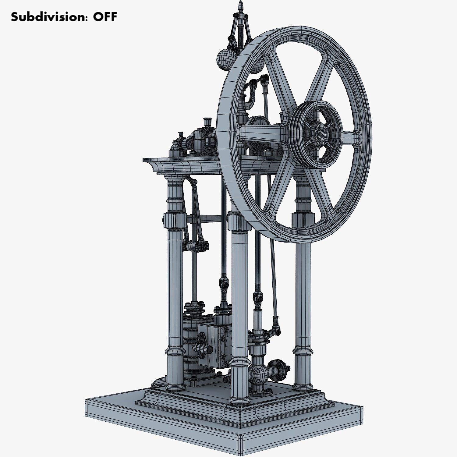 Classic Beam Steam Engine with Flywheel M1 3D model_33