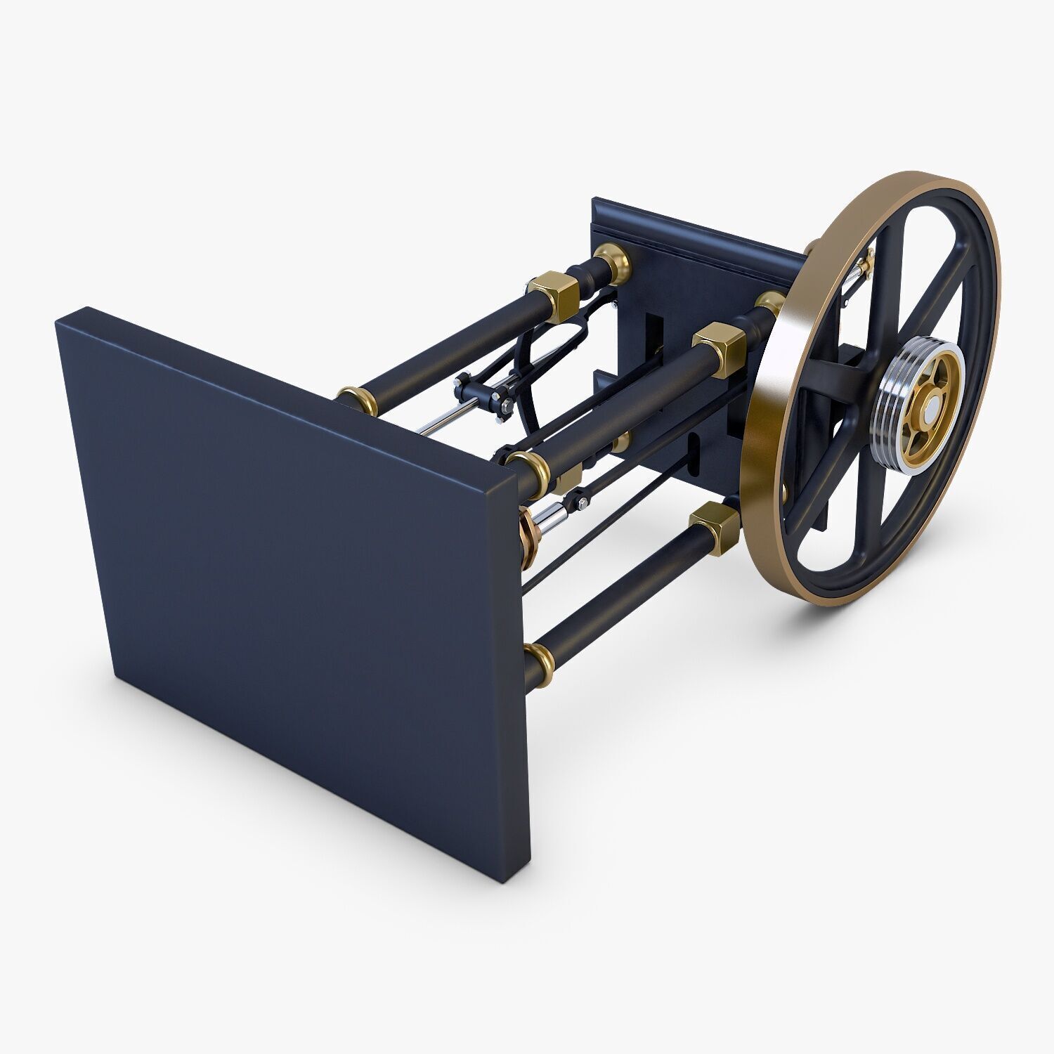 Classic Beam Steam Engine with Flywheel M1 3D model_22