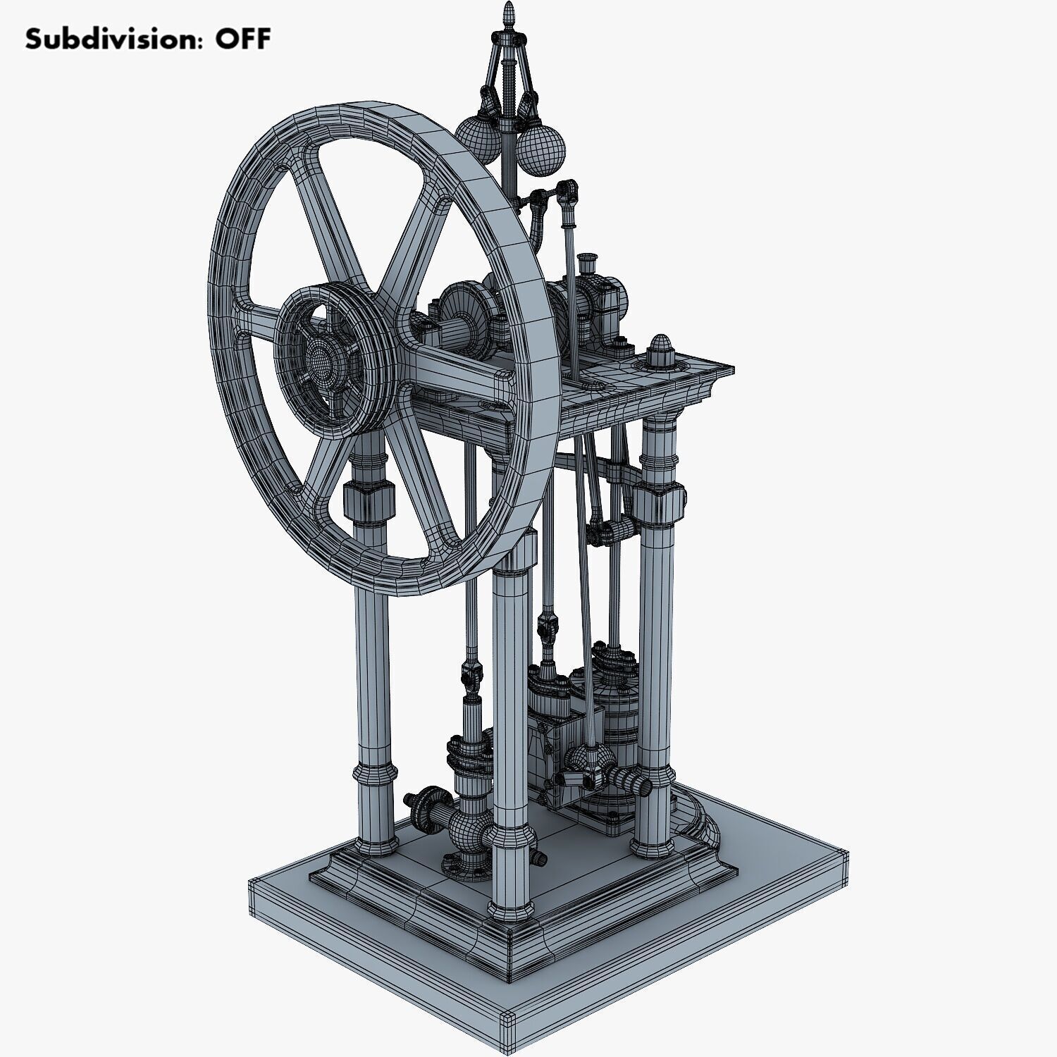 Classic Beam Steam Engine with Flywheel M1 3D model_29