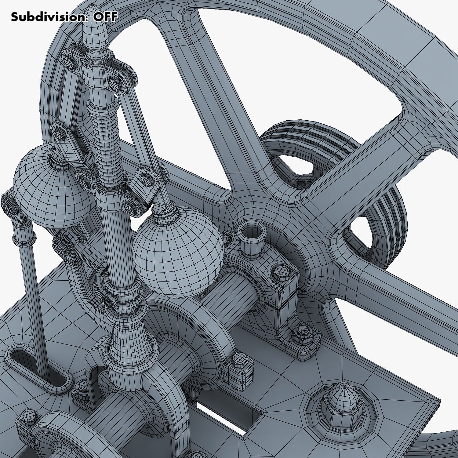 Classic Beam Steam Engine with Flywheel M1 3D model_41
