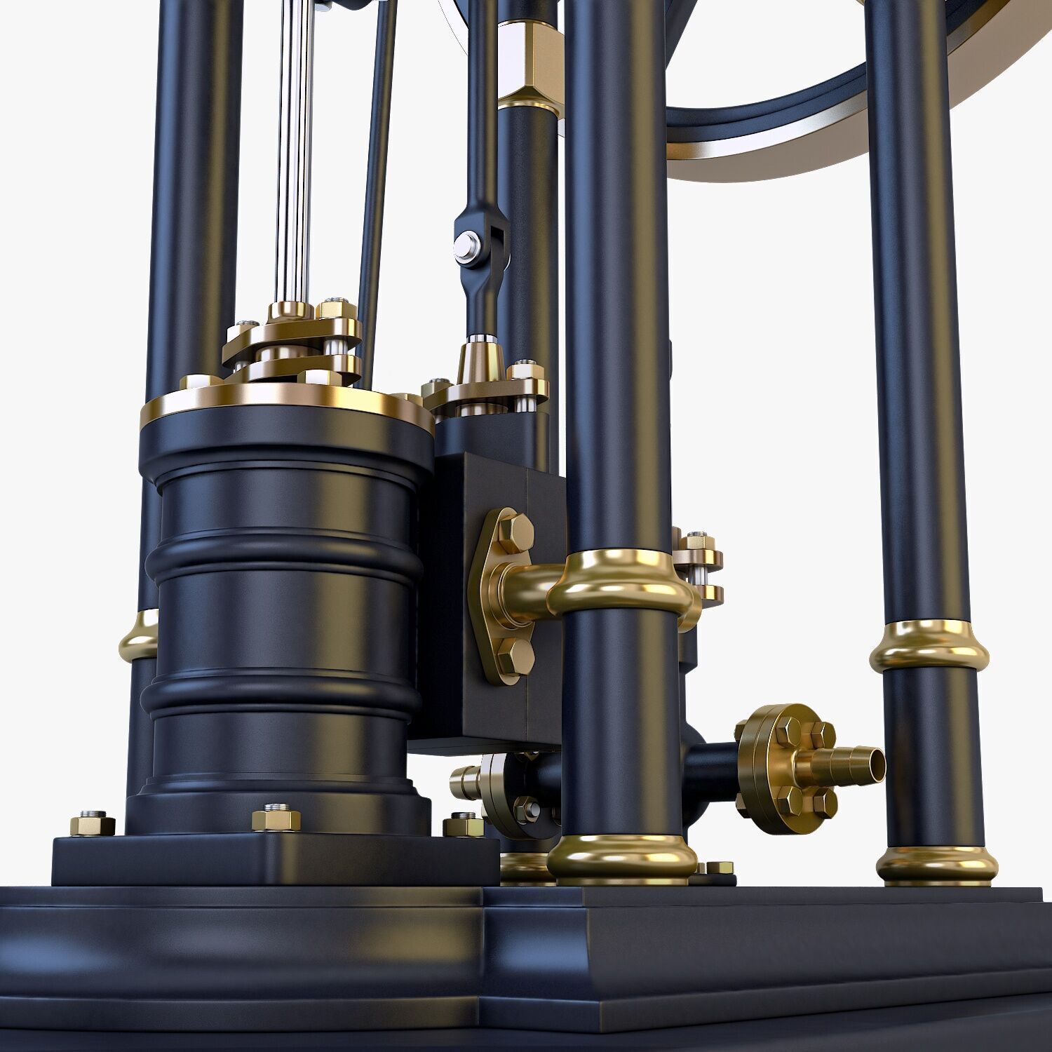 Classic Beam Steam Engine with Flywheel M1 3D model_19