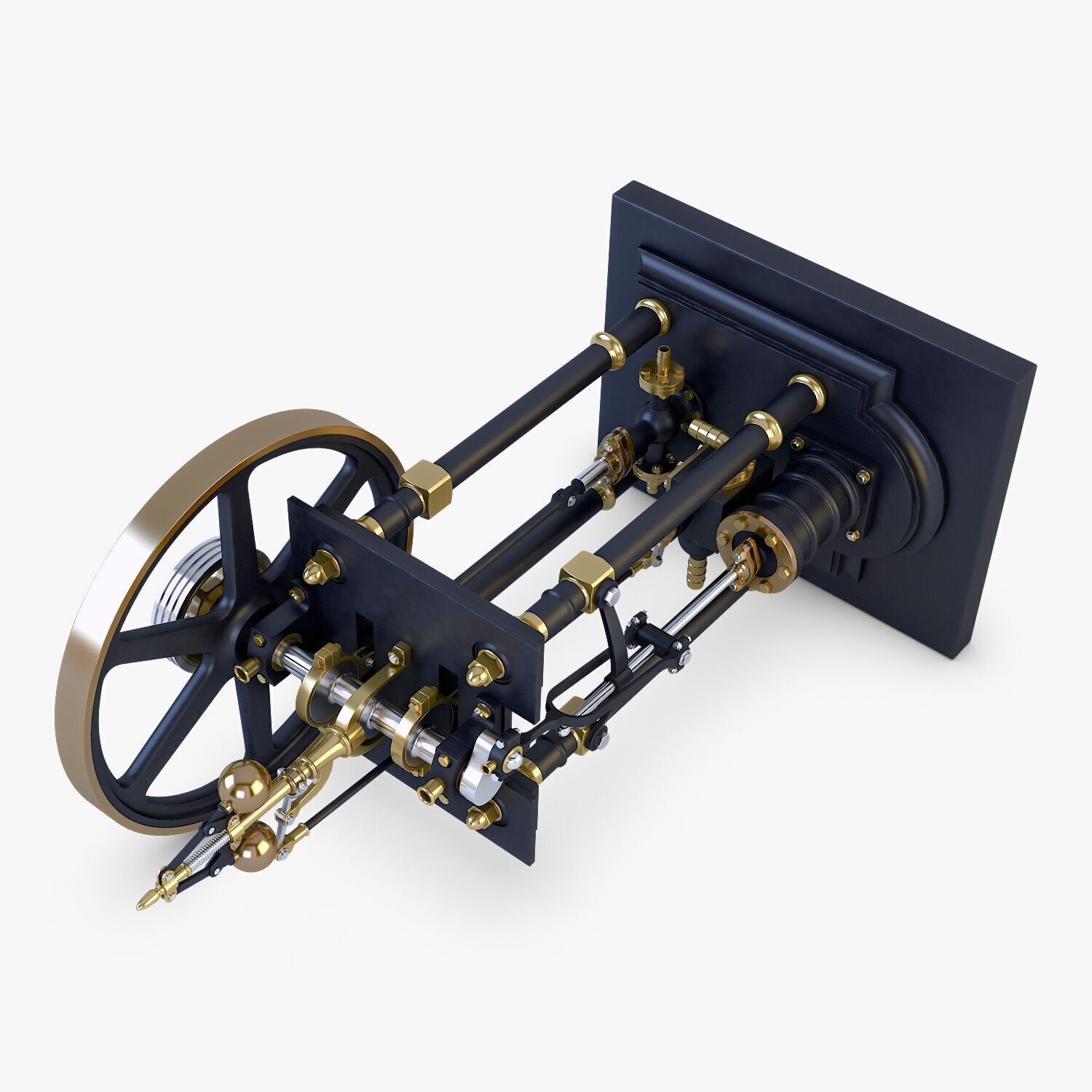 Classic Beam Steam Engine with Flywheel M1 3D model_23